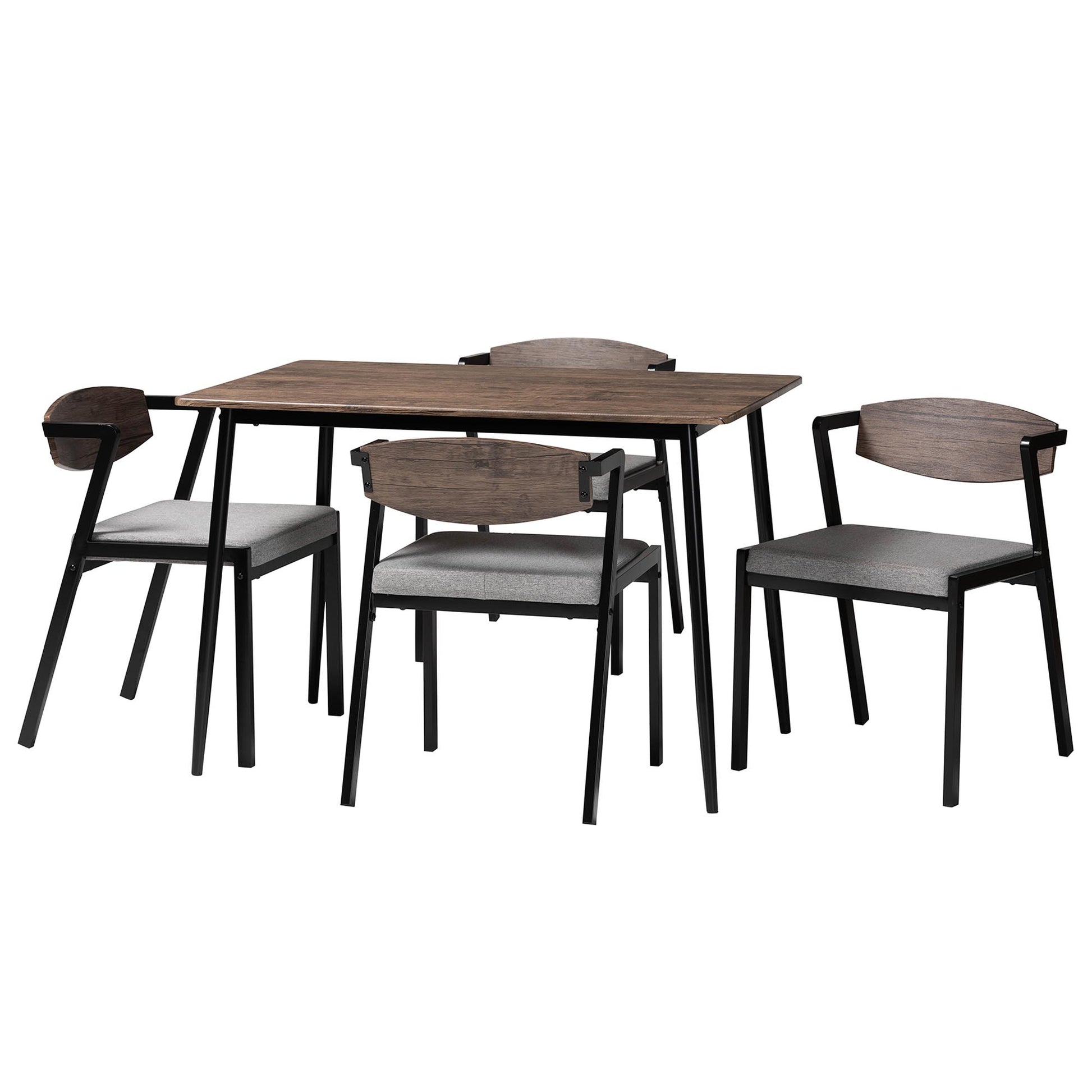 Baxton Studio Revelin Industrial Grey Fabric and Metal Dining Set | Dining Sets | Modishstore - 4