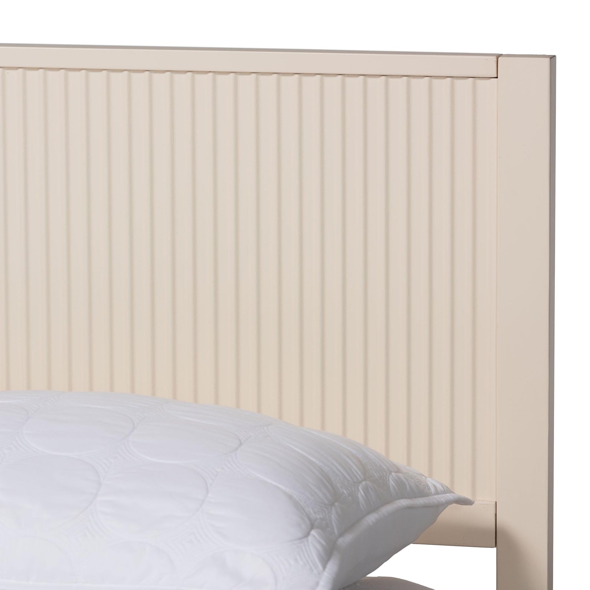 Baxton Studio Primrose Mid-Century Ivory Fluted Wood King Size Platform Bed | Beds | Modishstore - 8