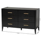 Baxton Studio Primrose Mid-Century Black Fluted Wood 6-Drawer Dresser | Dressers | Modishstore - 3