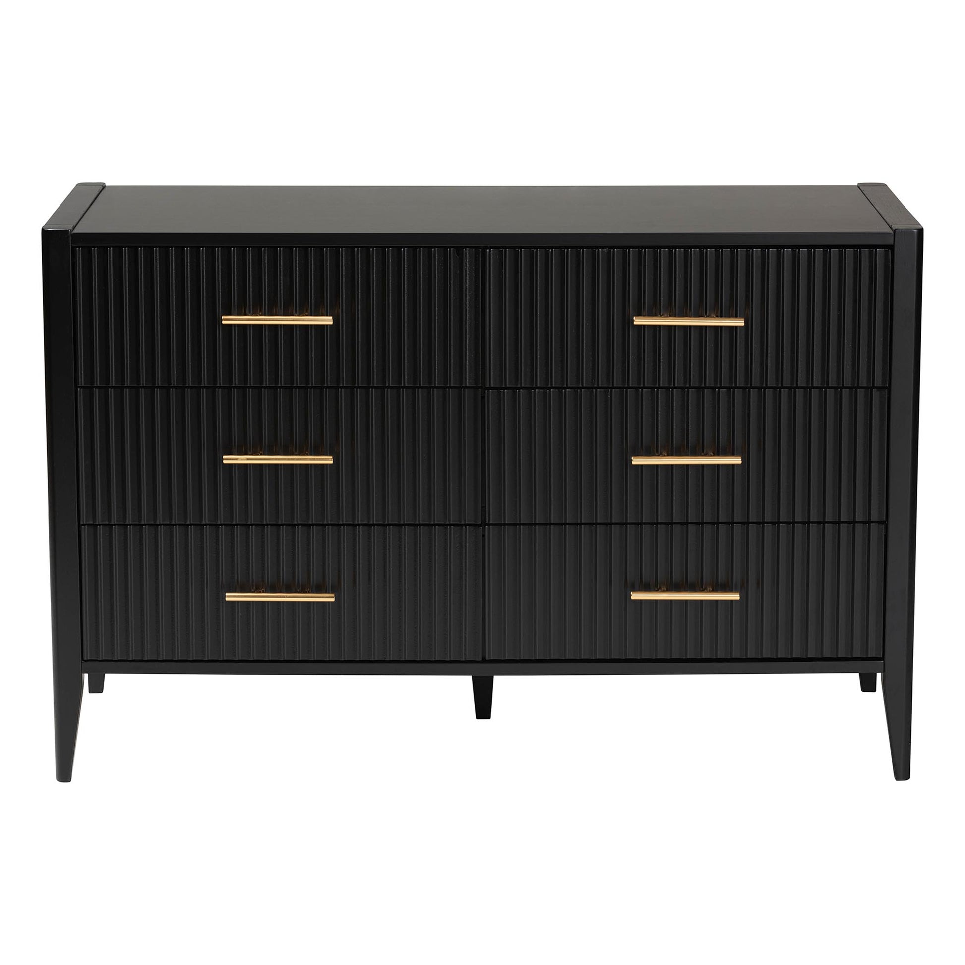 Baxton Studio Primrose Mid-Century Black Fluted Wood 6-Drawer Dresser | Dressers | Modishstore - 6