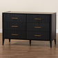 Baxton Studio Primrose Mid-Century Black Fluted Wood 6-Drawer Dresser | Dressers | Modishstore - 2