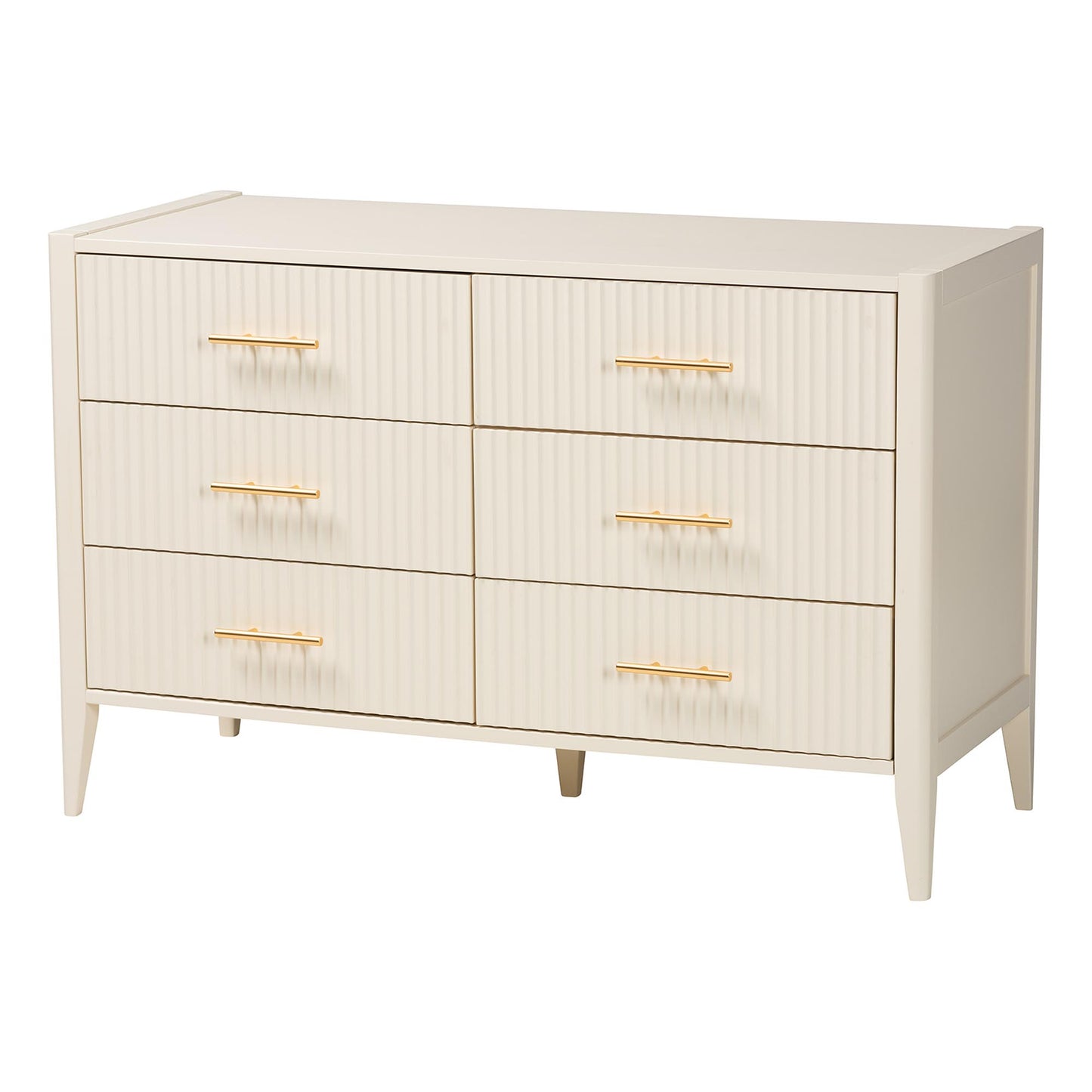 Baxton Studio Primrose Mid-Century Ivory Fluted Wood 6-Drawer Dresser | Dressers | Modishstore - 4