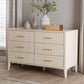 Baxton Studio Primrose Mid-Century Ivory Fluted Wood 6-Drawer Dresser | Dressers | Modishstore