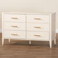 Baxton Studio Primrose Mid-Century Ivory Fluted Wood 6-Drawer Dresser | Dressers | Modishstore - 2