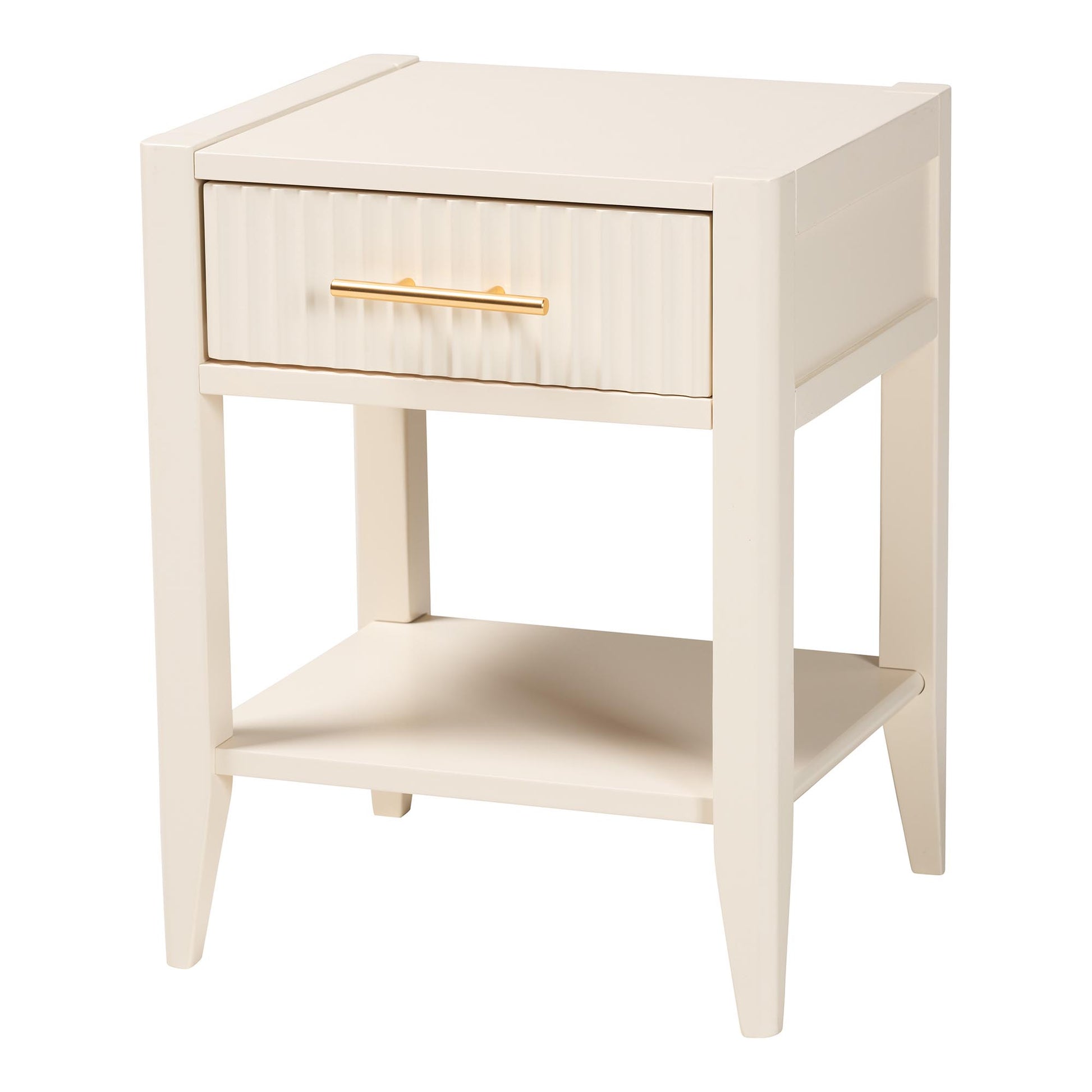 Baxton Studio Primrose Mid-Century Ivory Fluted Wood 1-Drawer Nightstand | Nightstands | Modishstore - 4