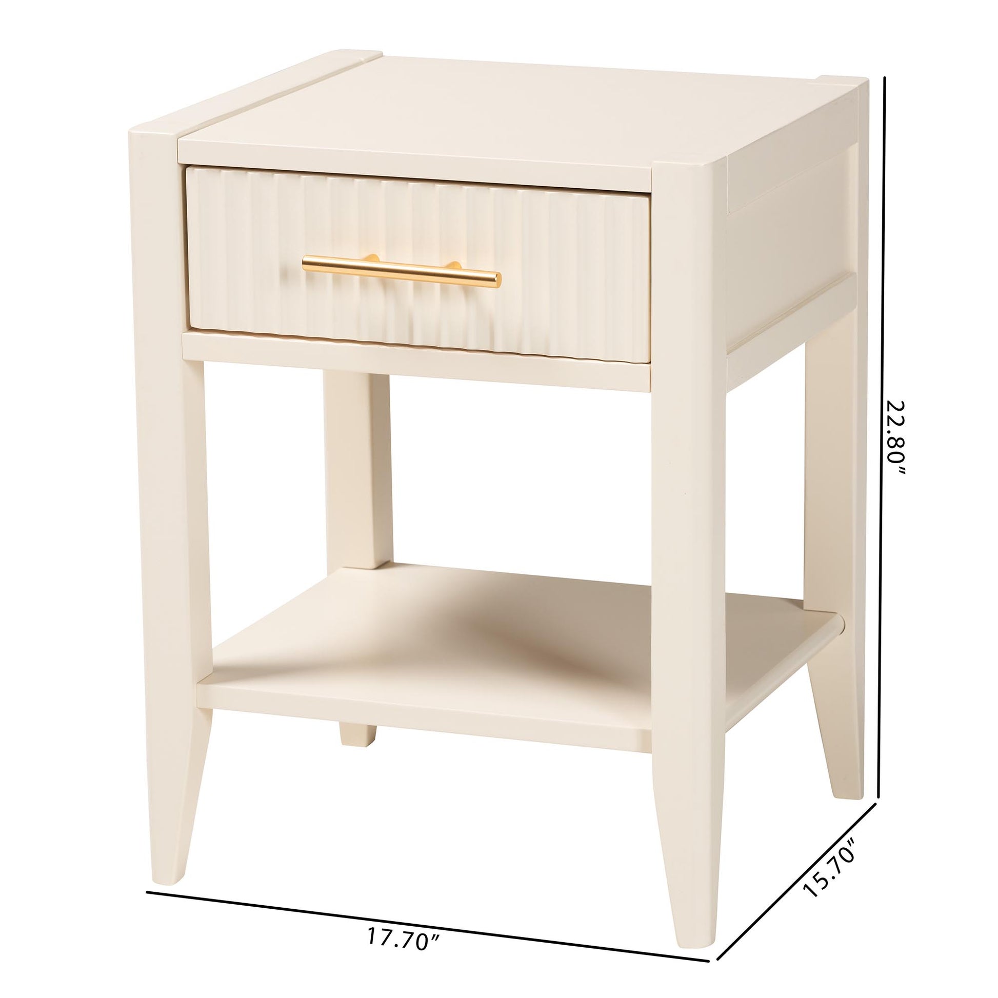 Baxton Studio Primrose Mid-Century Ivory Fluted Wood 1-Drawer Nightstand | Nightstands | Modishstore - 3