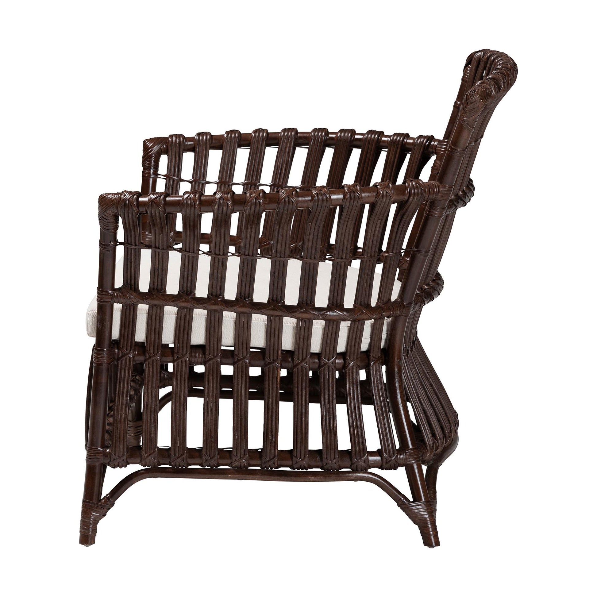 Baxton Studio bali & pari Brooklyn Bohemian Very Dark Brown Rattan Arm Chair | Armchairs | Modishstore - 6