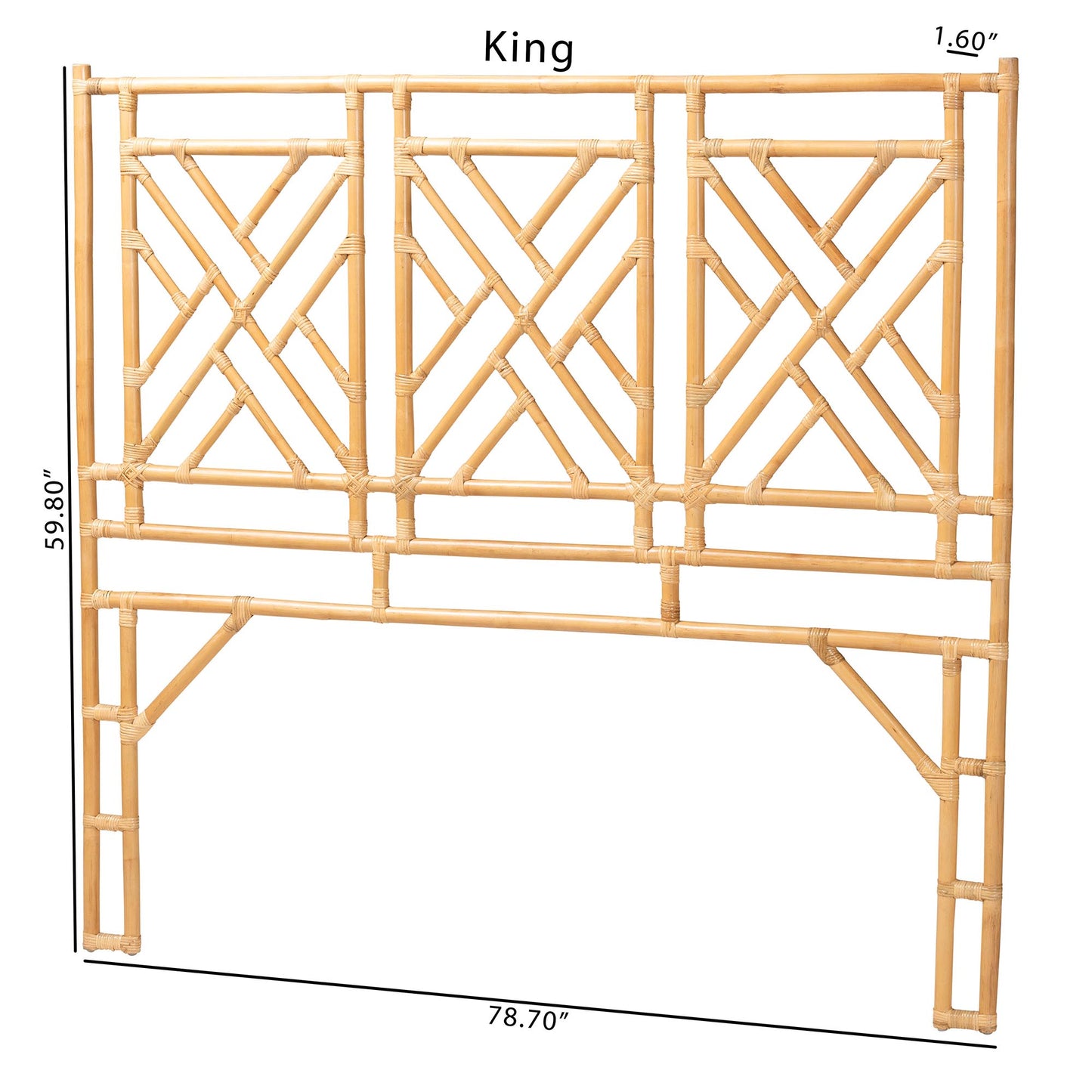 Baxton Studio bali & pari Karavo Bohemian Natural Rattan Queen Size Standalone Headboard | Headboards | Modishstore - 2