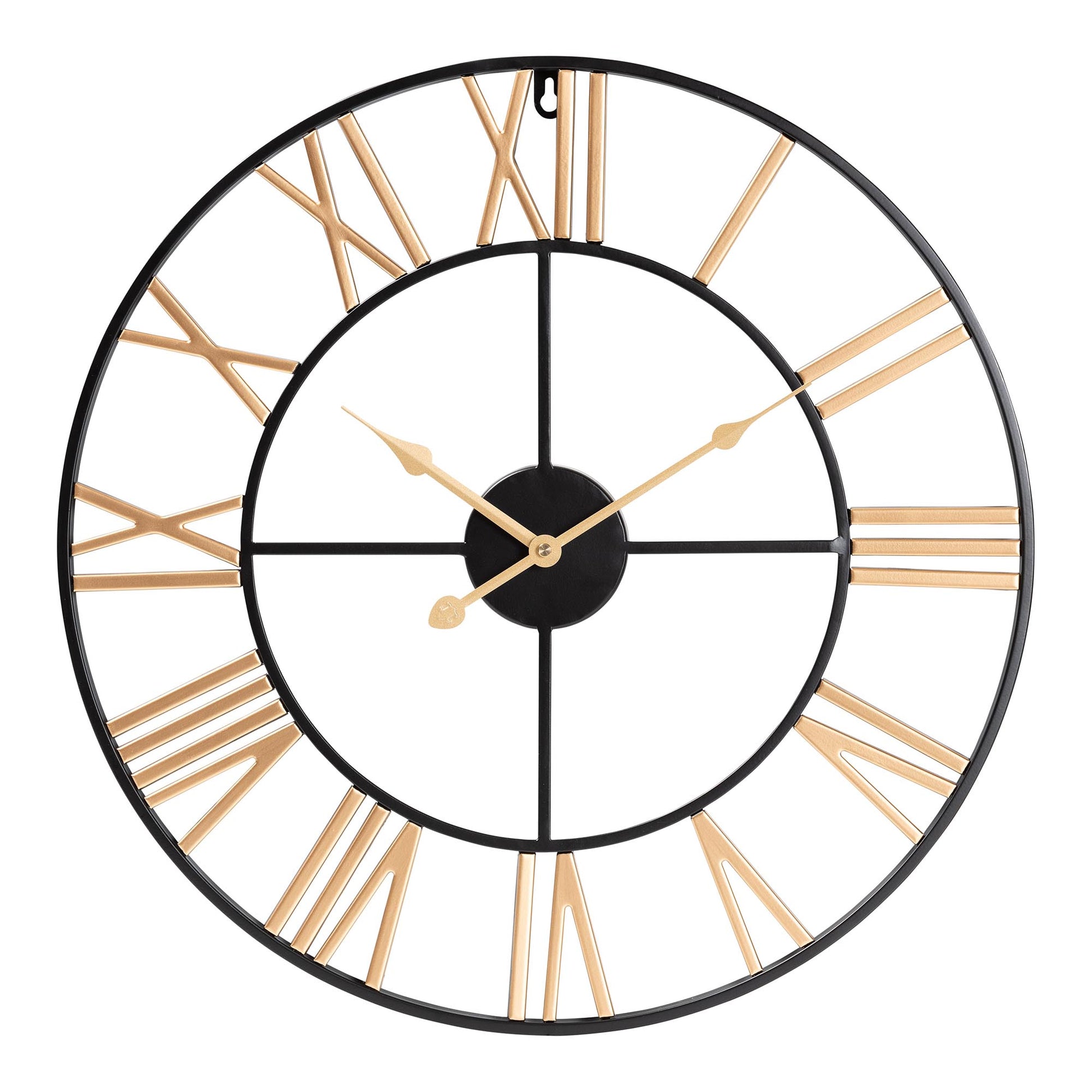 Baxton Studio Auden Modern Industrial Two-Tone Black and Gold Metal Wall Clock | Clocks | Modishstore - 2