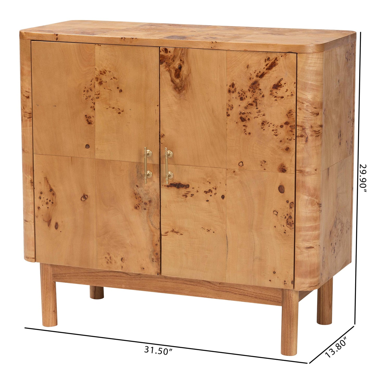 Baxton Studio bali & pari Latika Modern and Contemporary Natural Mappa Burl Wood Storage Cabinet | Cabinets | Modishstore - 3