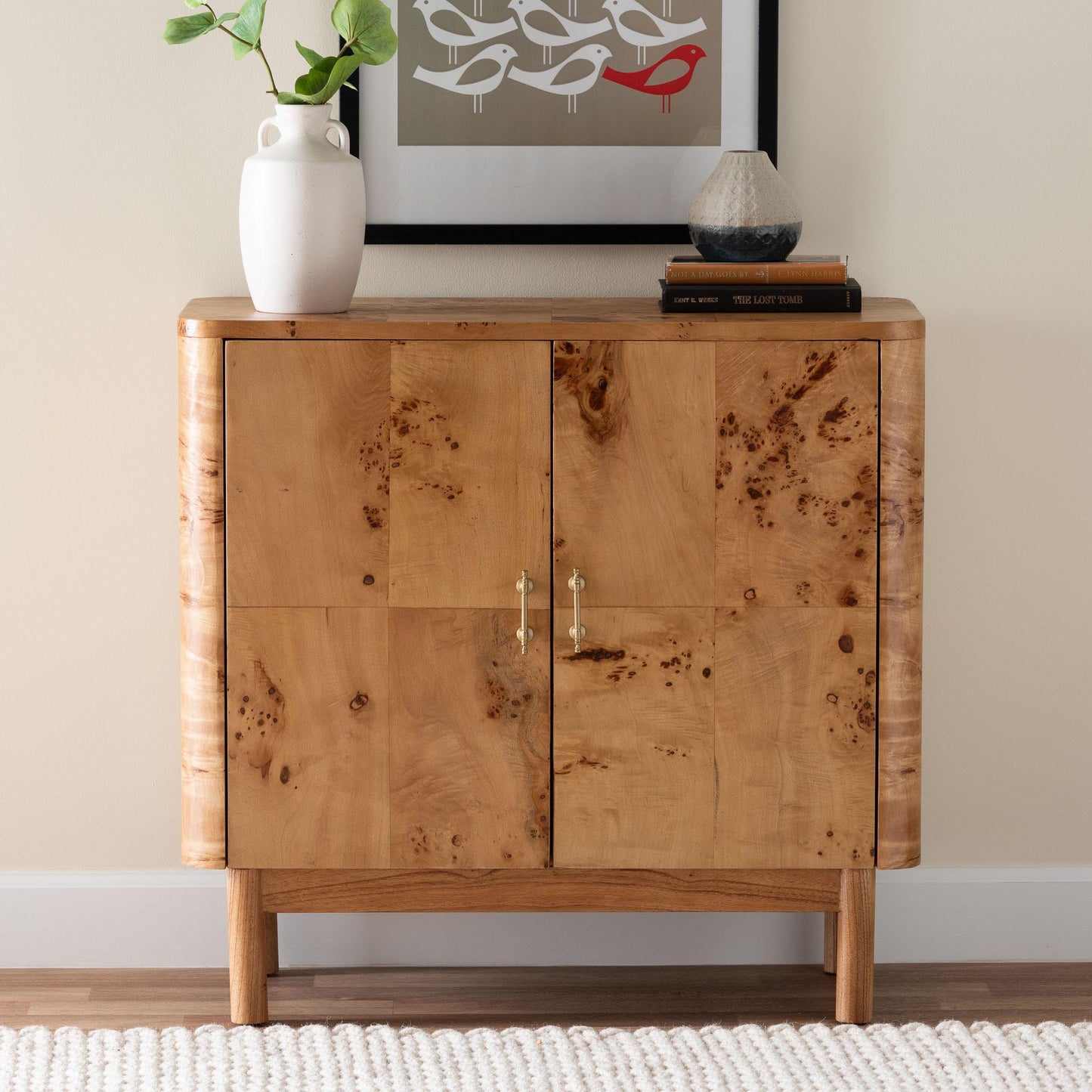 Baxton Studio bali & pari Latika Modern and Contemporary Natural Mappa Burl Wood Storage Cabinet | Cabinets | Modishstore