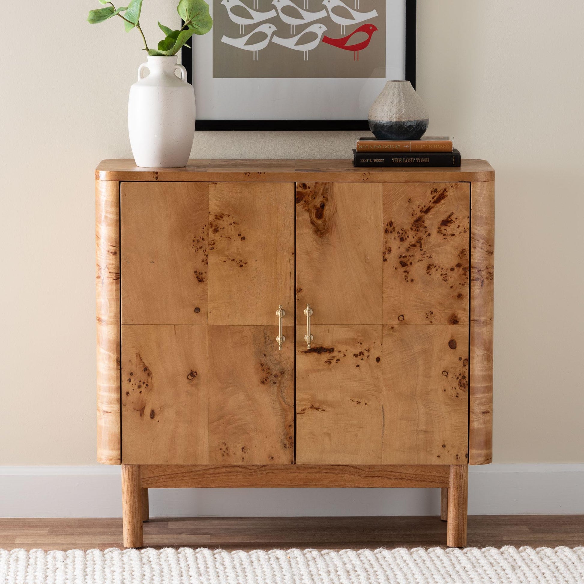 Baxton Studio bali & pari Latika Modern and Contemporary Natural Mappa Burl Wood Storage Cabinet | Cabinets | Modishstore