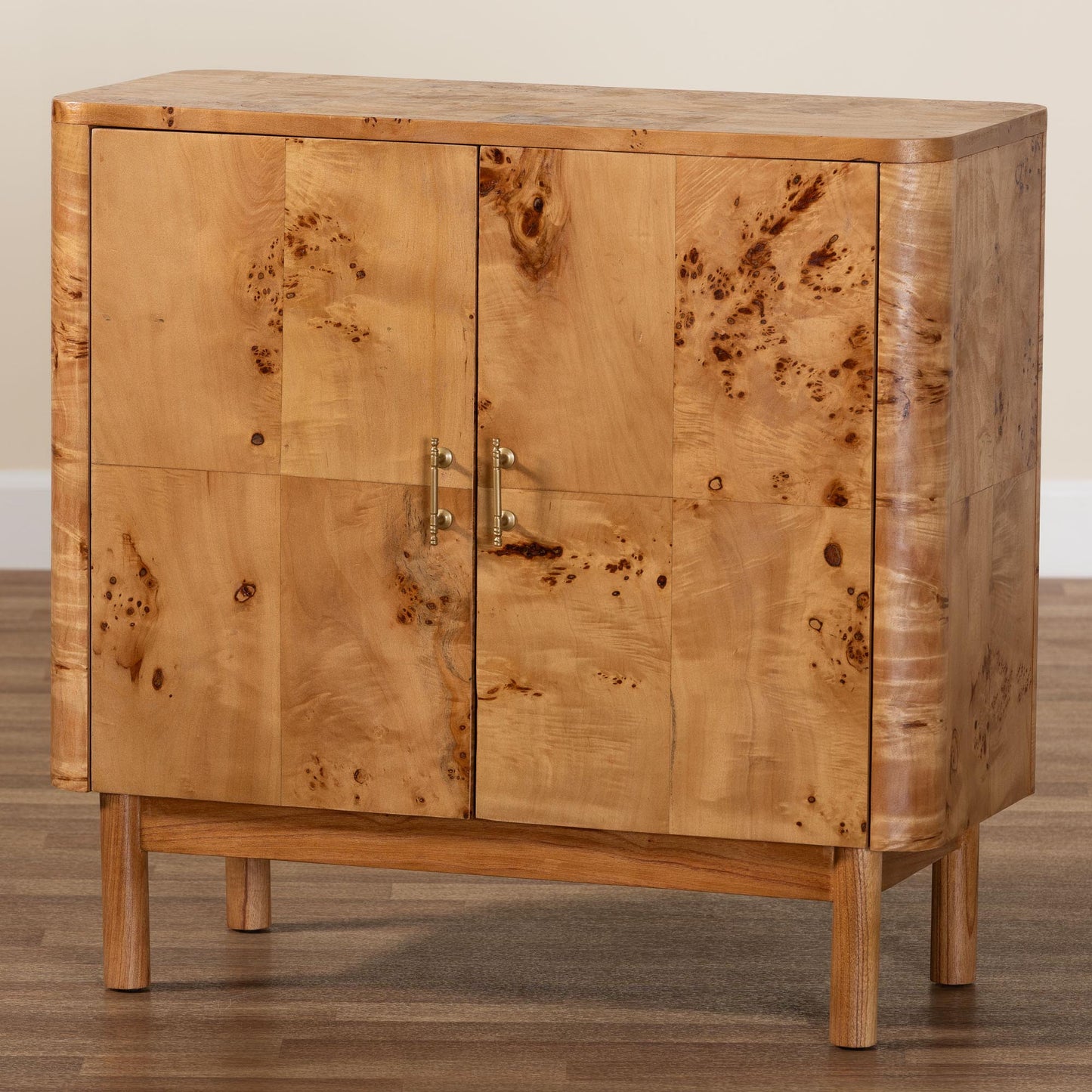 Baxton Studio bali & pari Latika Modern and Contemporary Natural Mappa Burl Wood Storage Cabinet | Cabinets | Modishstore - 2