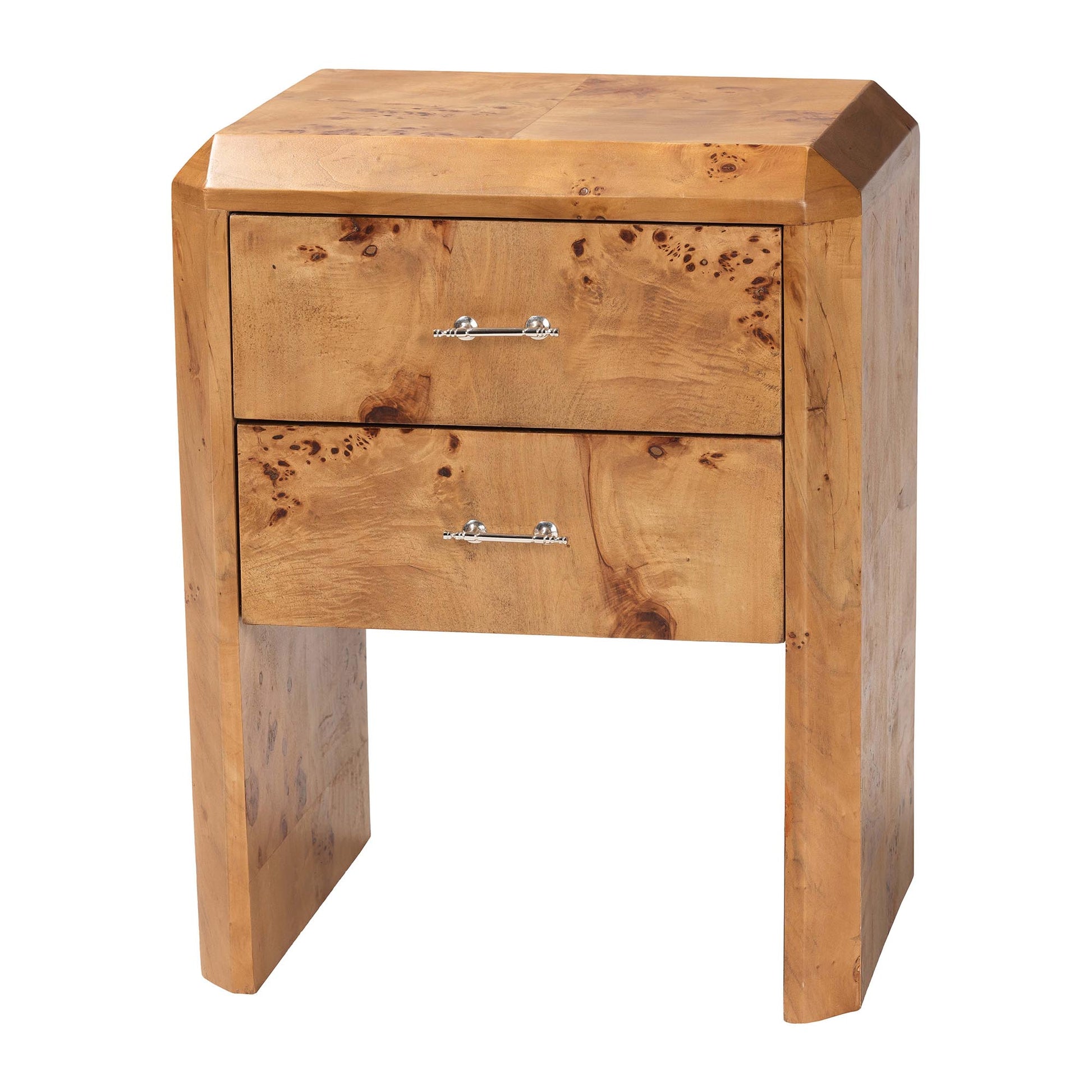 Baxton Studio bali & pari Nebu Modern and Contemporary Natural Mappa Burl Wood Nightstand | Nightstands | Modishstore - 4