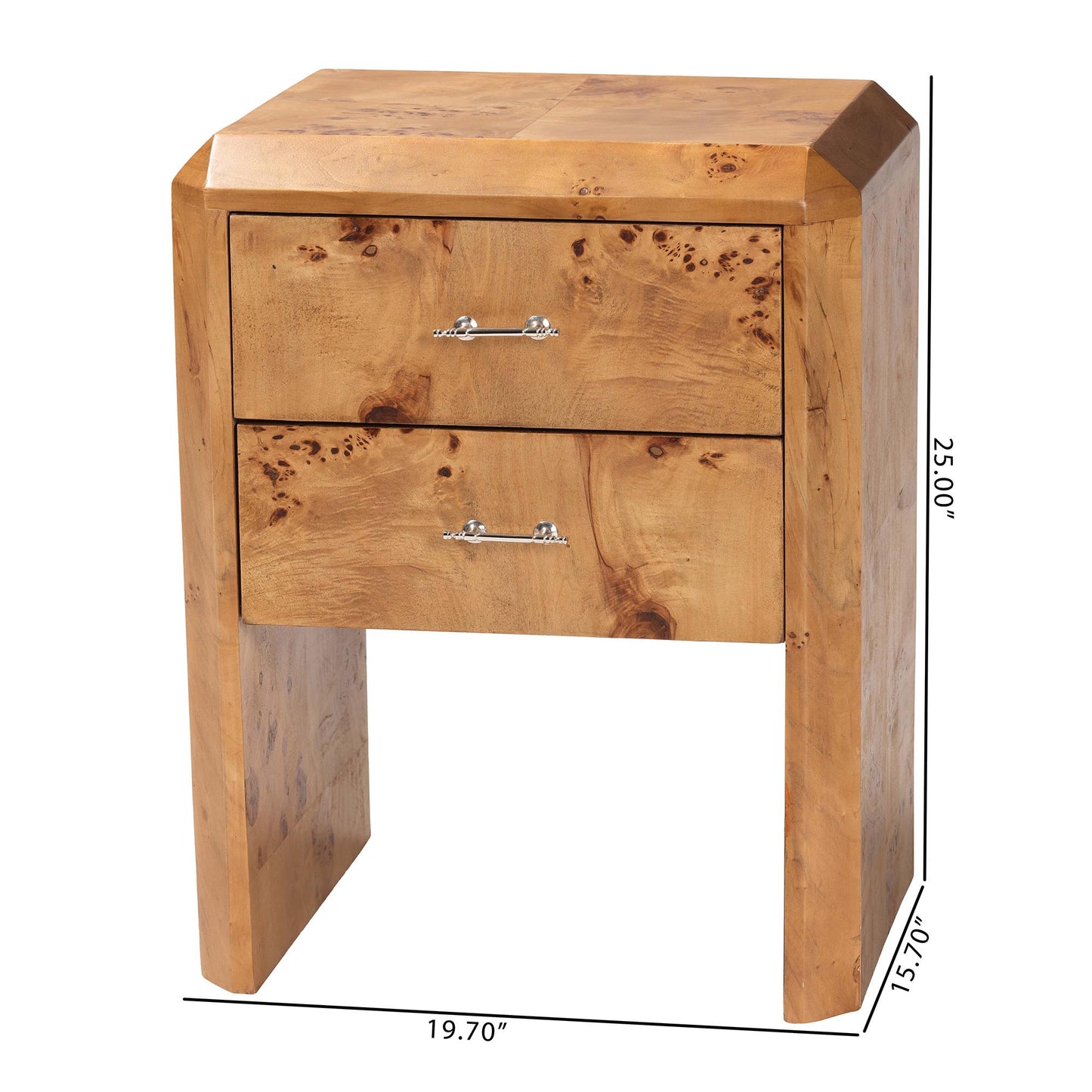 Baxton Studio bali & pari Nebu Modern and Contemporary Natural Mappa Burl Wood Nightstand | Nightstands | Modishstore - 3