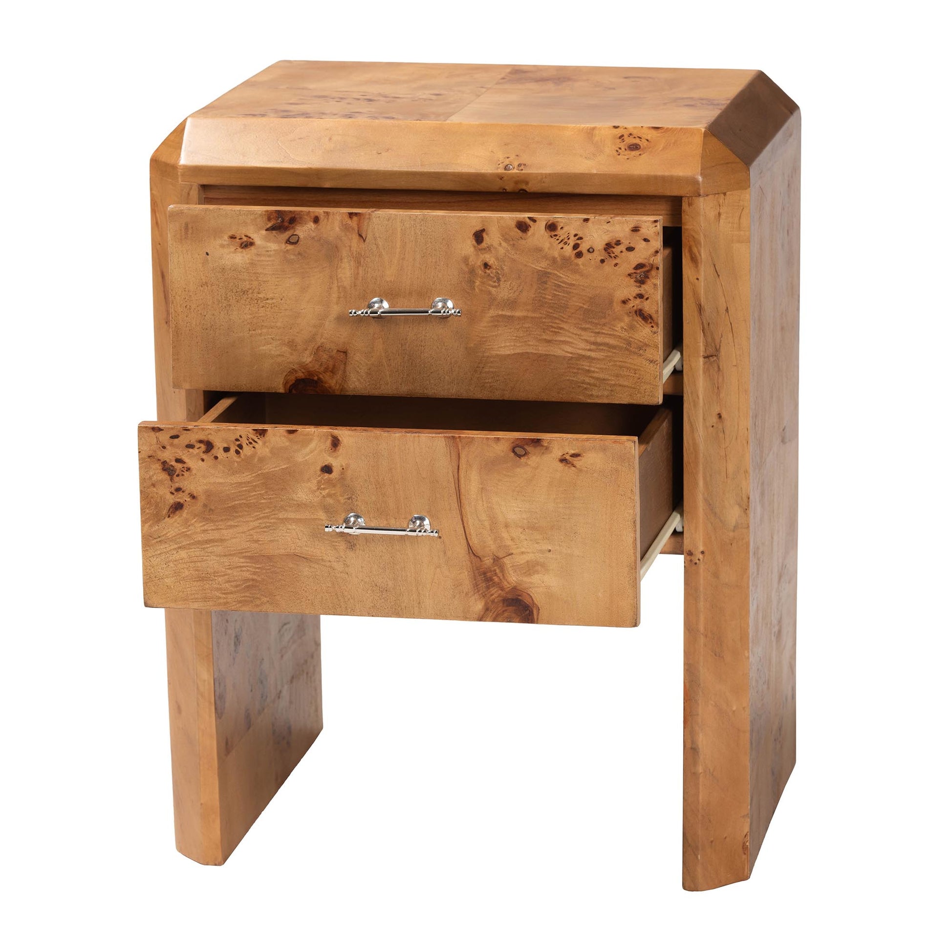 Baxton Studio bali & pari Nebu Modern and Contemporary Natural Mappa Burl Wood Nightstand | Nightstands | Modishstore - 5