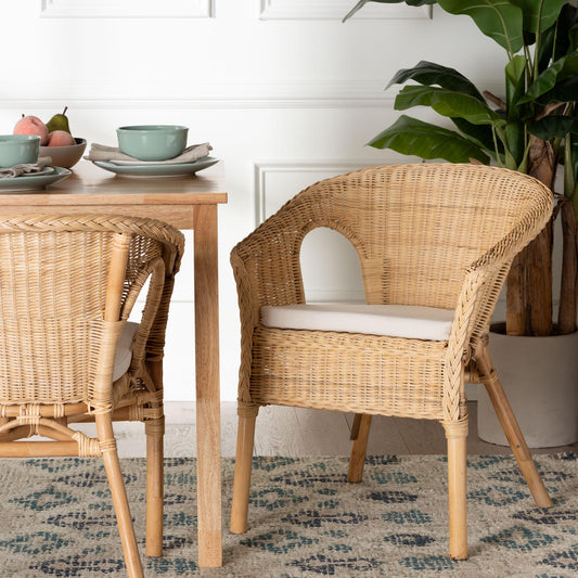 Baxton Studio bali & pari Abbey Modern Bohemian Natural Rattan Dining Chair | Dining Chairs | Modishstore