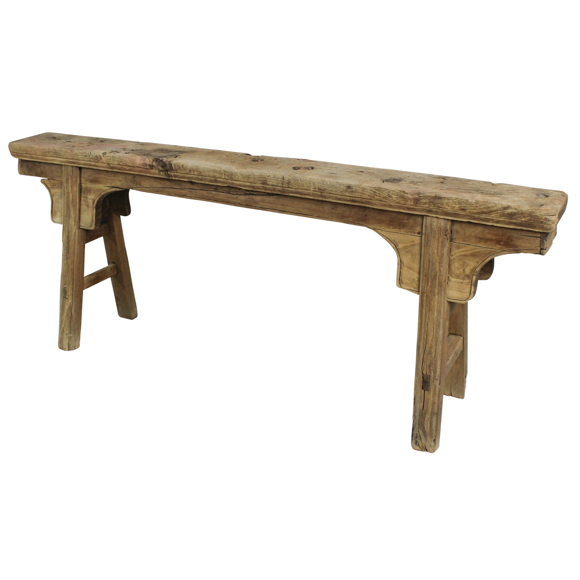 Hokkaido Long Bench, Elm Wood Set Of 4 By HomArt | Benches | Modishstore - 4