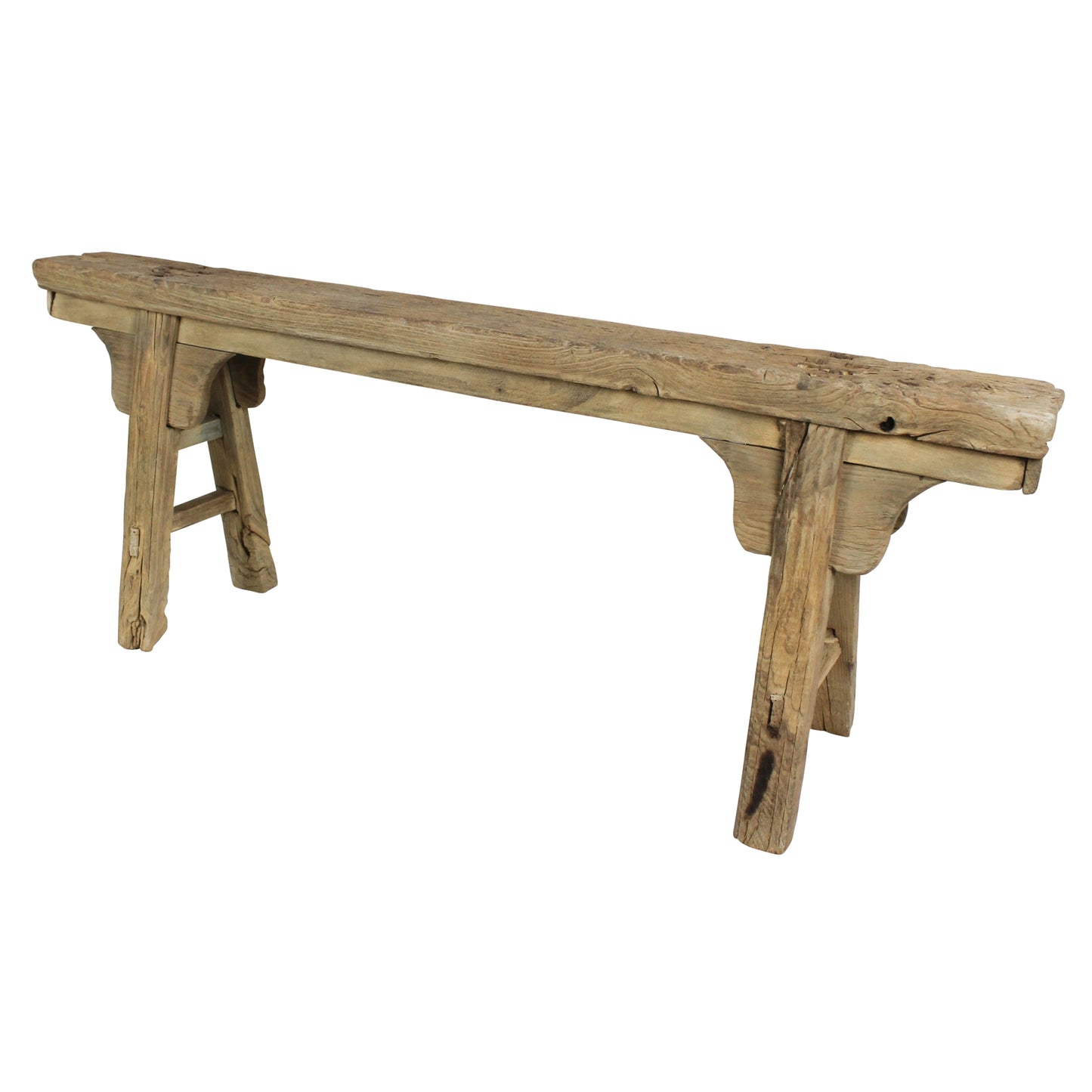 Hokkaido Long Bench, Elm Wood Set Of 4 By HomArt | Benches | Modishstore - 2