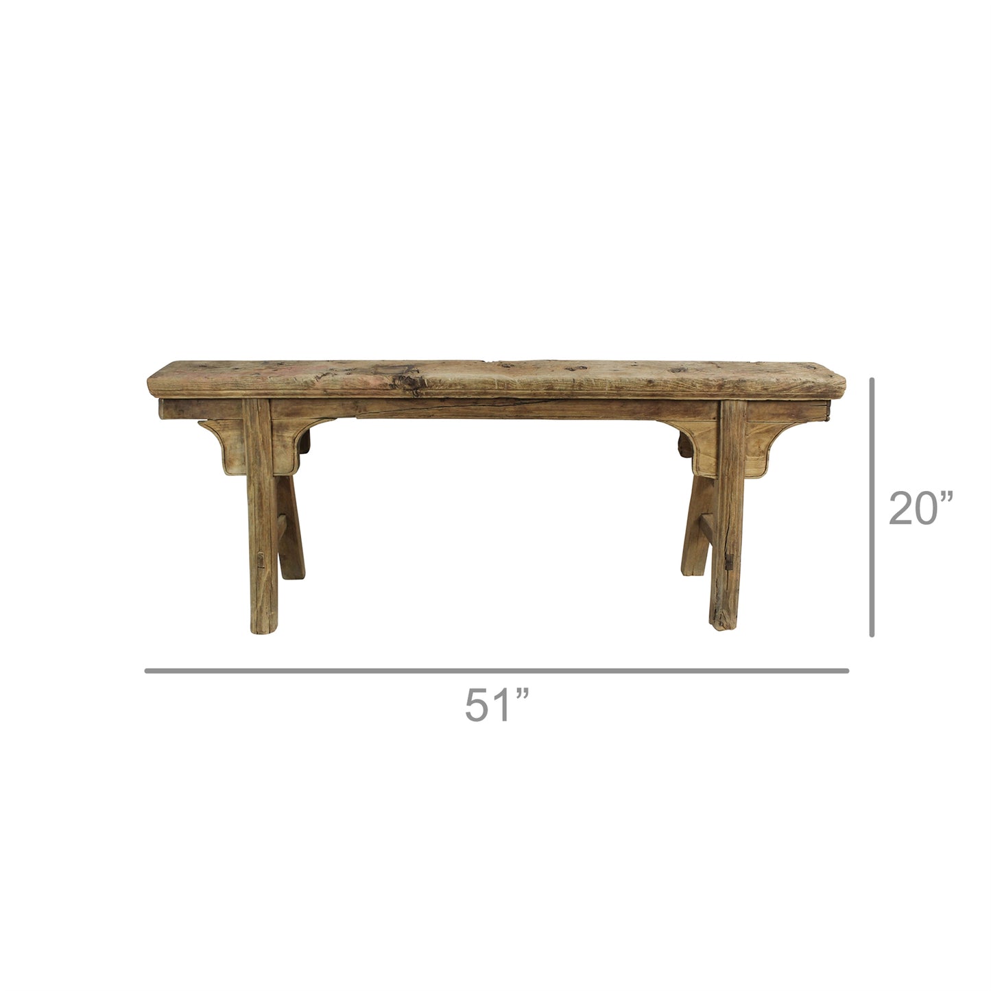 Hokkaido Long Bench, Elm Wood Set Of 4 By HomArt | Benches | Modishstore - 5