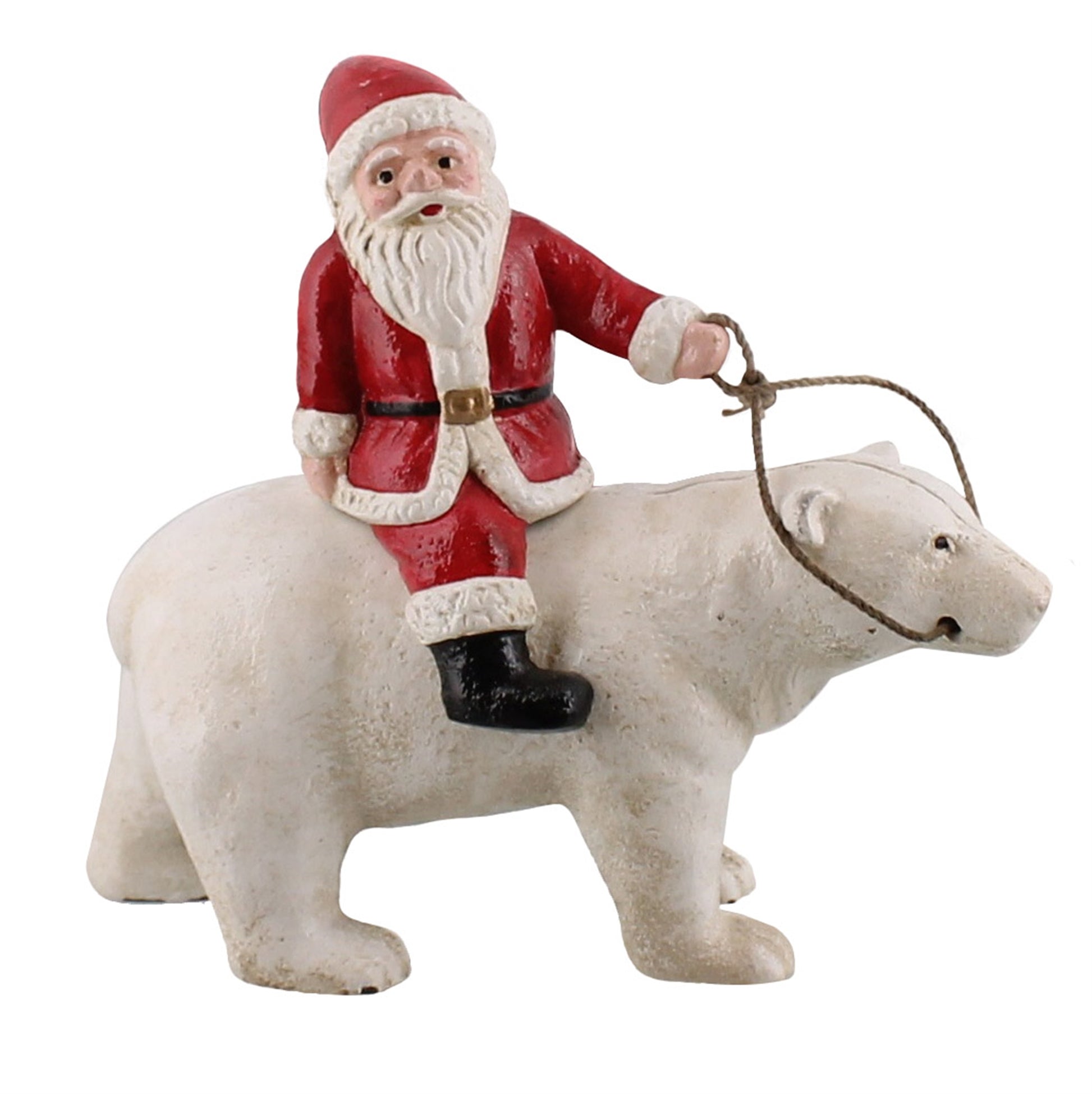 Polar Bear with Santa, Cast Iron By HomArt | Ornaments | Modishstore - 2