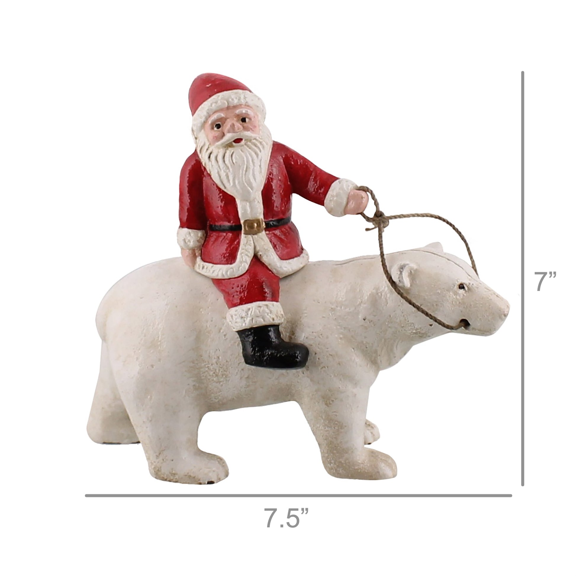 Polar Bear with Santa, Cast Iron By HomArt | Ornaments | Modishstore - 3