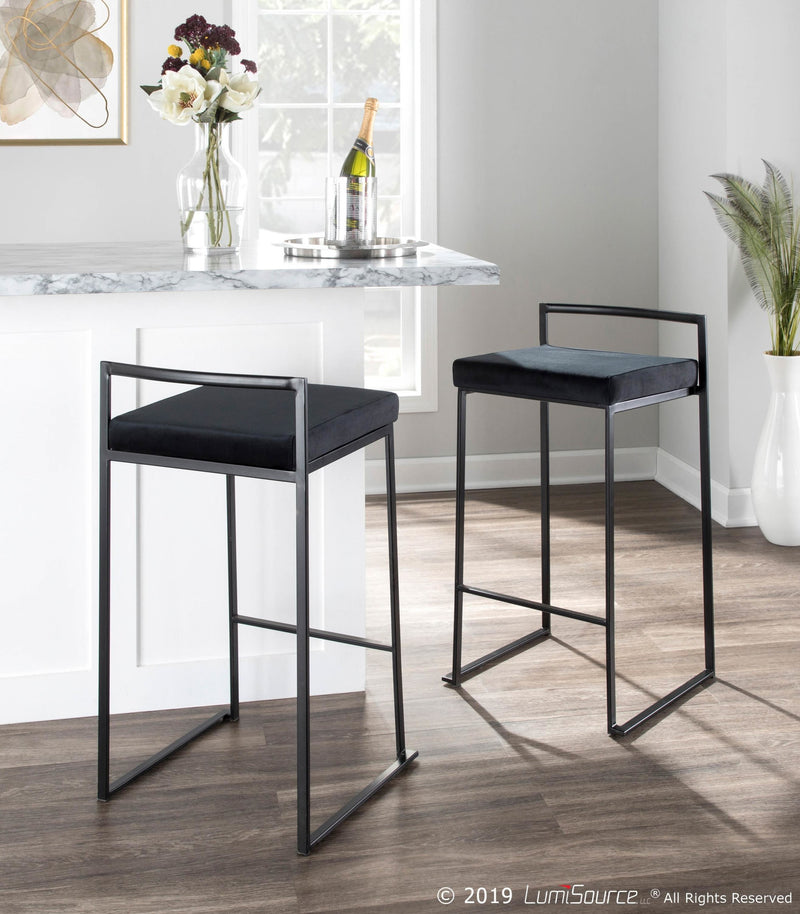 Fuji Stacker 26" Fixed-Height Counter Stool - Set of 3 By LumiSource - B26-FUJIV BKBK3 | Counter Stools | Modishstore