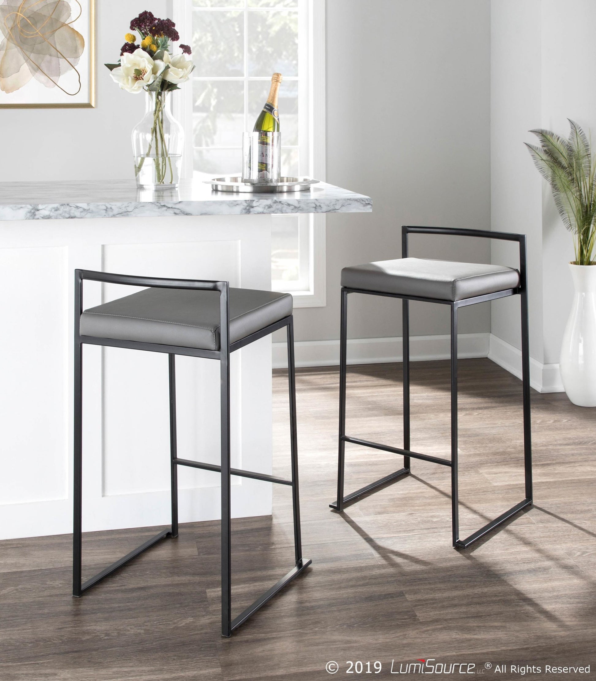 Fuji Stacker 26" Fixed-Height Counter Stool - Set of 3 By LumiSource - B26-FUJIPU BKBK3 | Counter Stools | Modishstore - 11