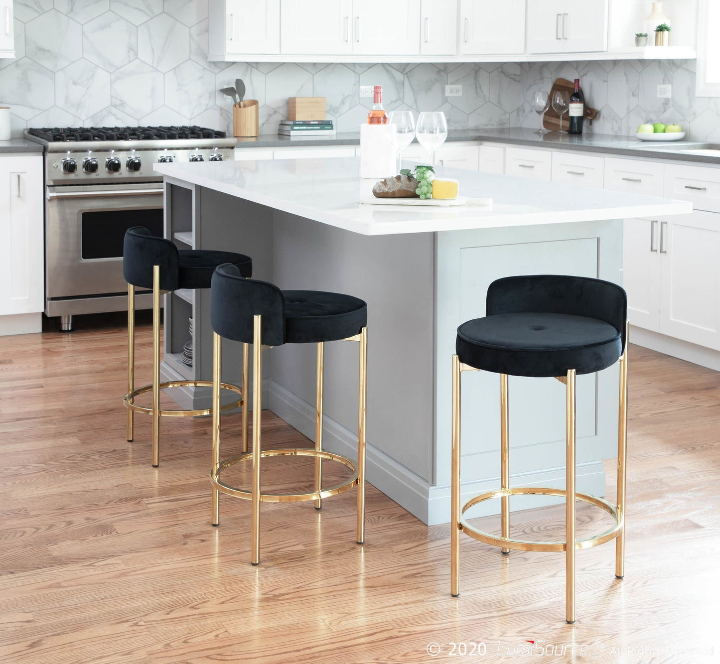 Chloe Counter Stool - Set of 2 By LumiSource - B26-CHLOE AUVBK2 | Counter Stools | Modishstore - 2