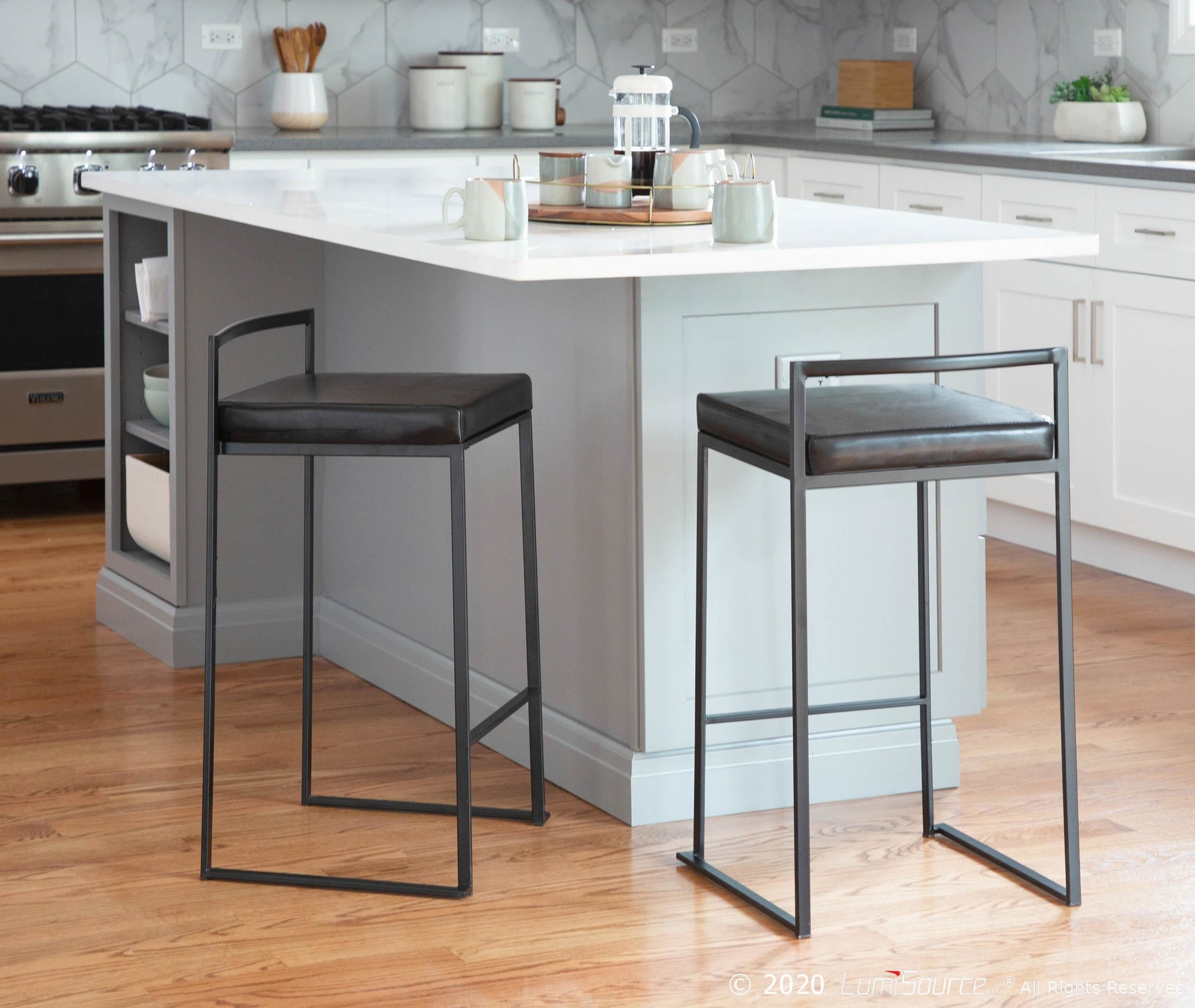 Fuji Stacker 26" Fixed-Height Counter Stool - Set of 3 By LumiSource - B26-FUJIPU BKBK3 | Counter Stools | Modishstore - 2