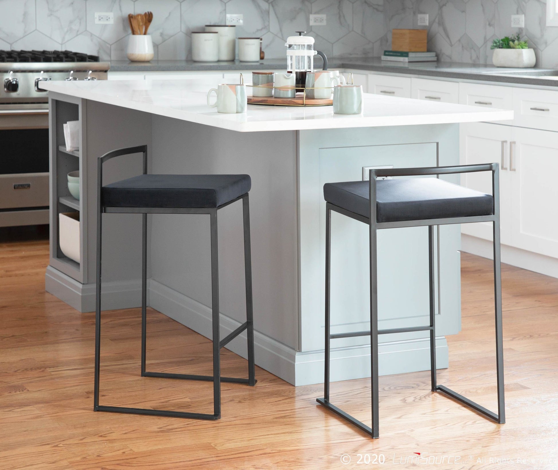 Fuji Stacker 26" Fixed-Height Counter Stool - Set of 3 By LumiSource - B26-FUJIV BKBK3 | Counter Stools | Modishstore - 4