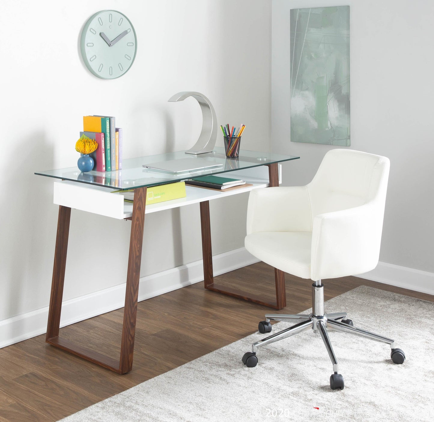 Duke Desk By LumiSource - OFD-DUKE LBNW | Desks | Modishstore