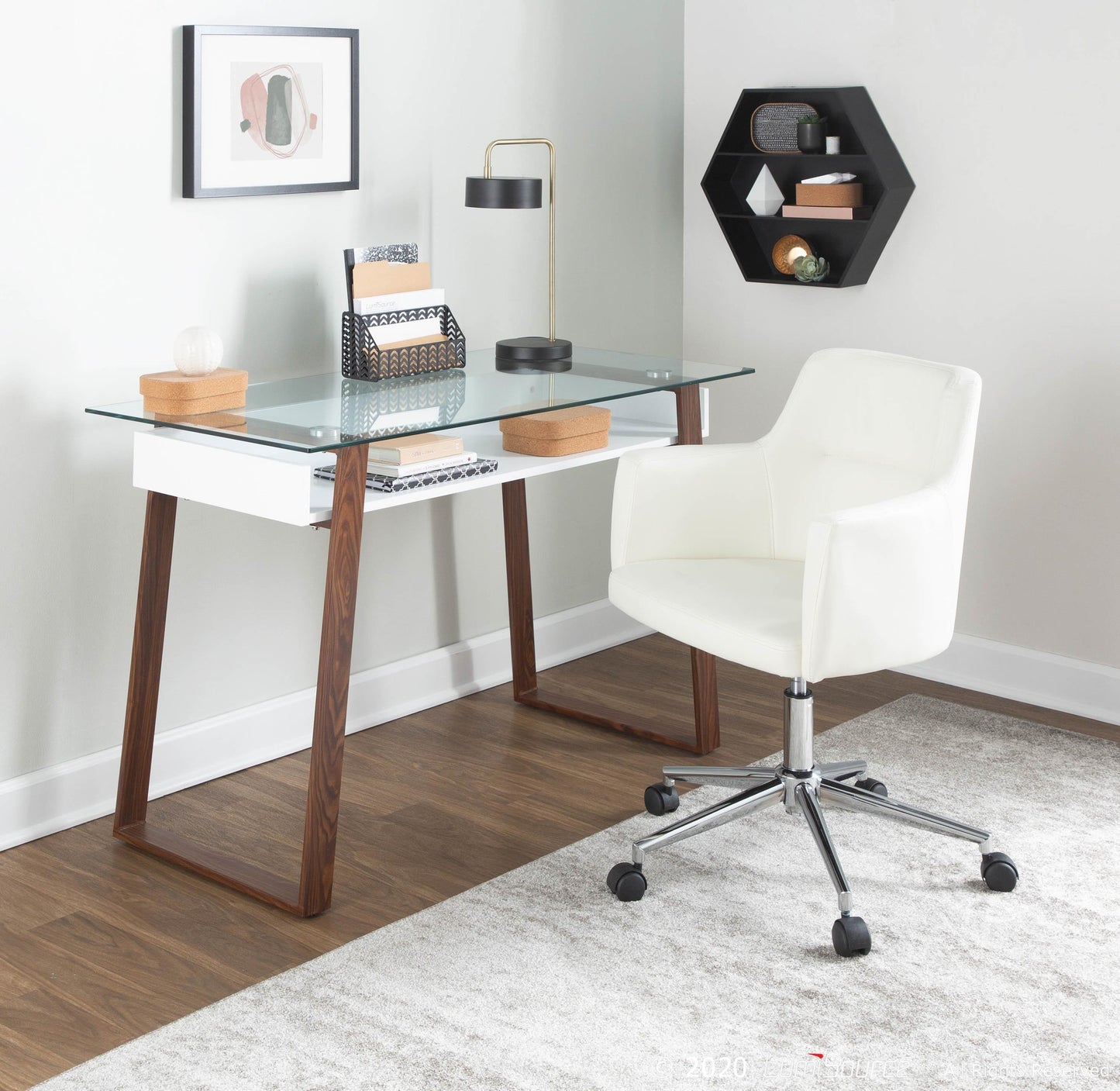 Duke Desk By LumiSource - OFD-DUKE LBNW | Desks | Modishstore - 2