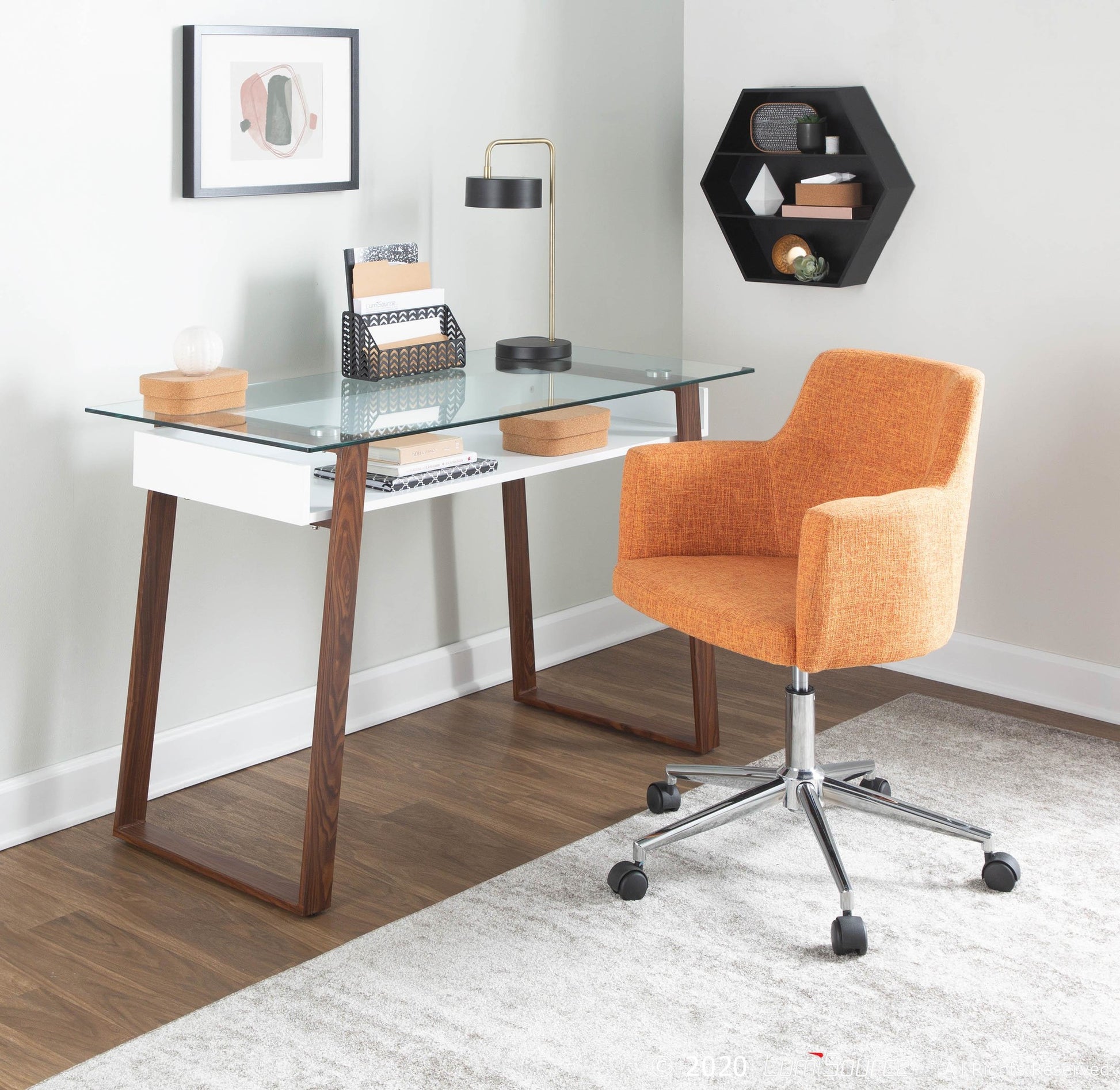 Duke Desk By LumiSource - OFD-DUKE LBNW | Desks | Modishstore - 3