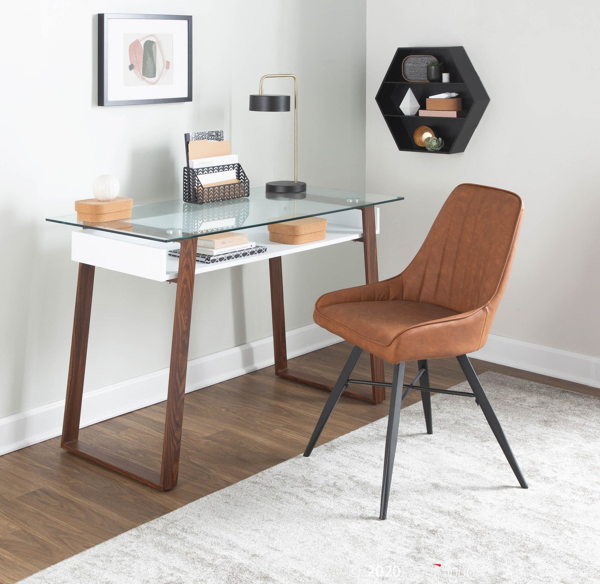 Duke Desk By LumiSource - OFD-DUKE LBNW | Desks | Modishstore - 4