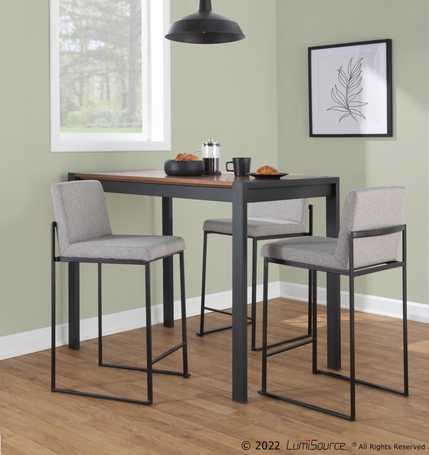 Fuji High Back 26" Fixed-Height Counter Stool - Set of 3 By LumiSource - B26-FUJIHBFB BKBG3 | Counter Stools | Modishstore - 18