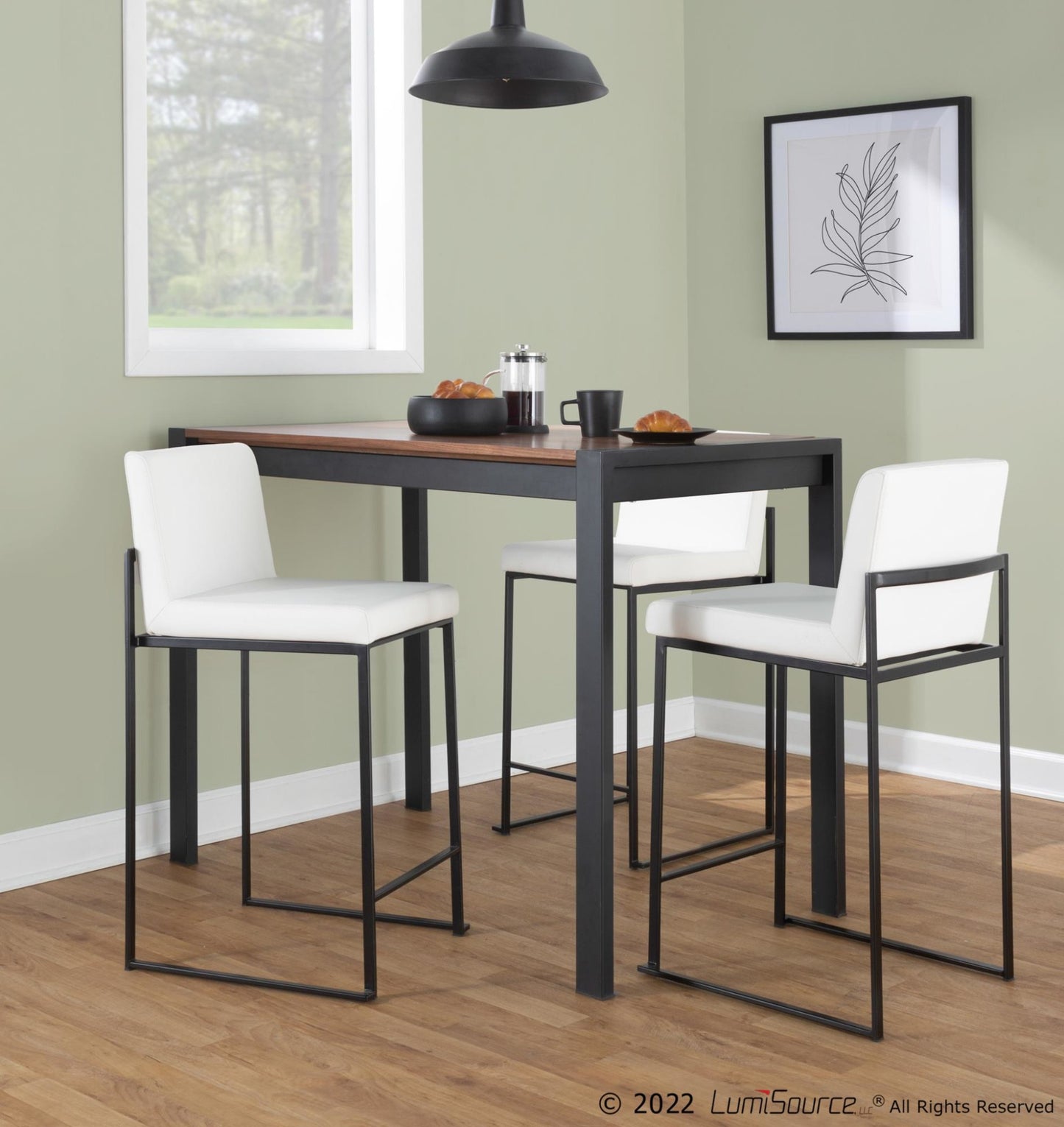 Fuji High Back 26" Fixed-Height Counter Stool - Set of 3 By LumiSource - B26-FUJIHBPU BKGY3 | Counter Stools | Modishstore - 10