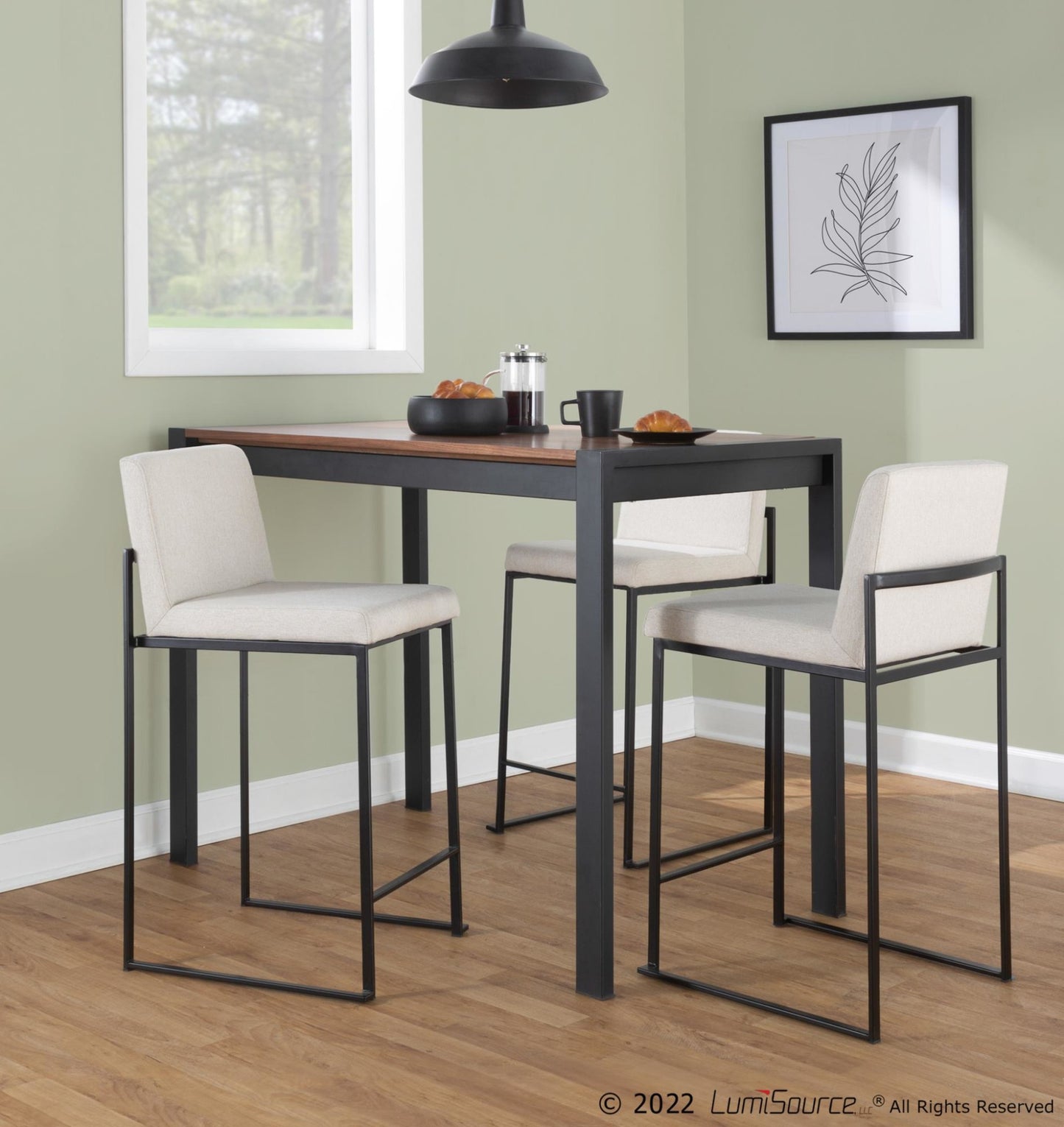 Fuji High Back 26" Fixed-Height Counter Stool - Set of 3 By LumiSource - B26-FUJIHBFB BKBG3 | Counter Stools | Modishstore - 2