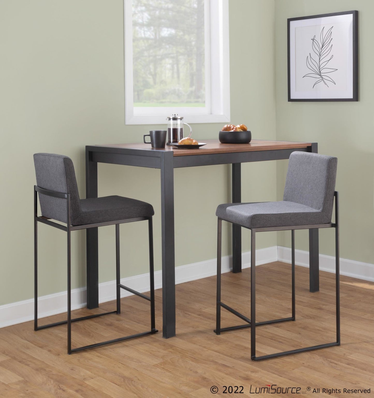 Fuji High Back 26" Fixed-Height Counter Stool - Set of 3 By LumiSource - B26-FUJIHBFB BKBG3 | Counter Stools | Modishstore - 9