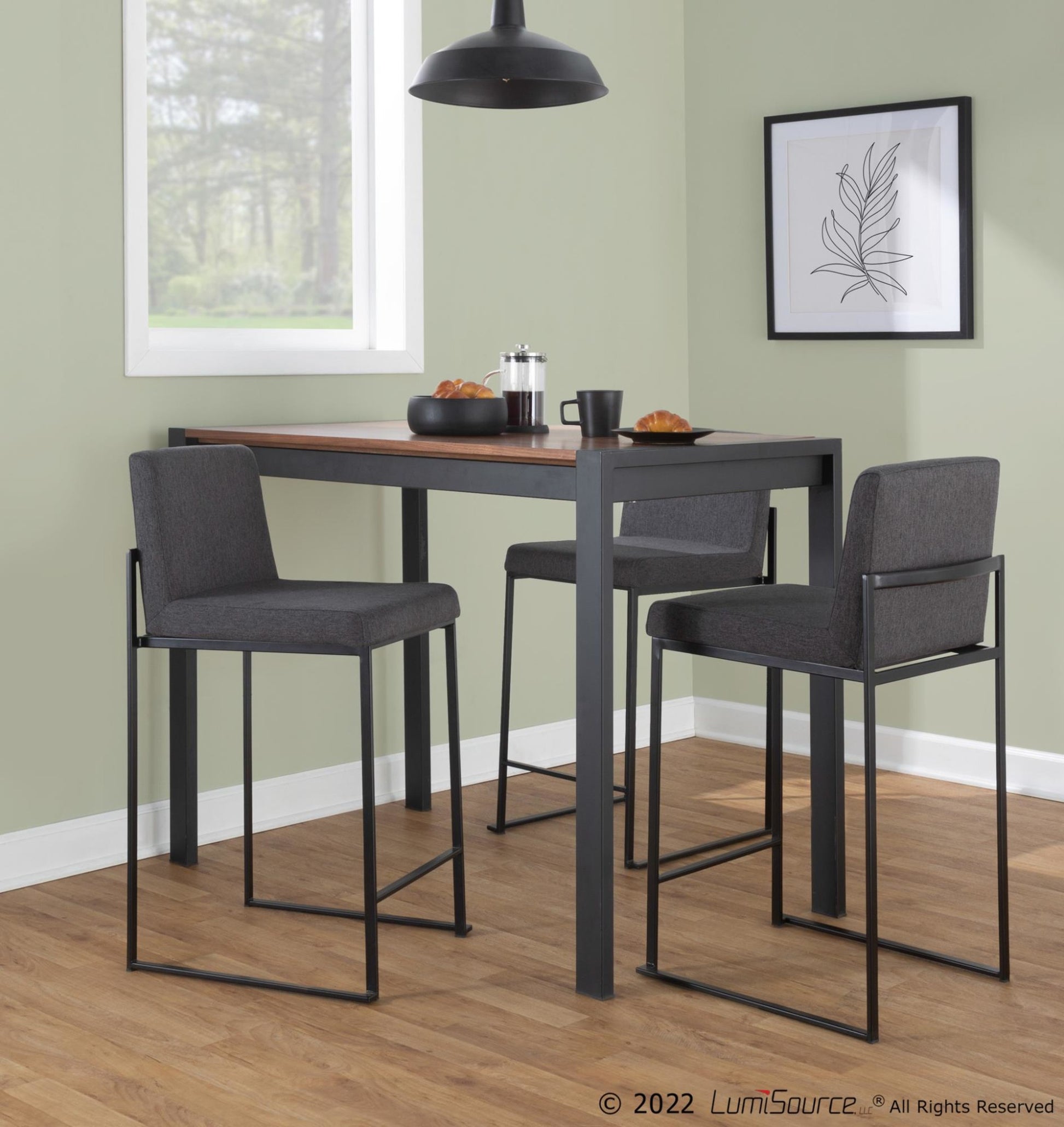 Fuji High Back 26" Fixed-Height Counter Stool - Set of 3 By LumiSource - B26-FUJIHBFB BKBG3 | Counter Stools | Modishstore - 10