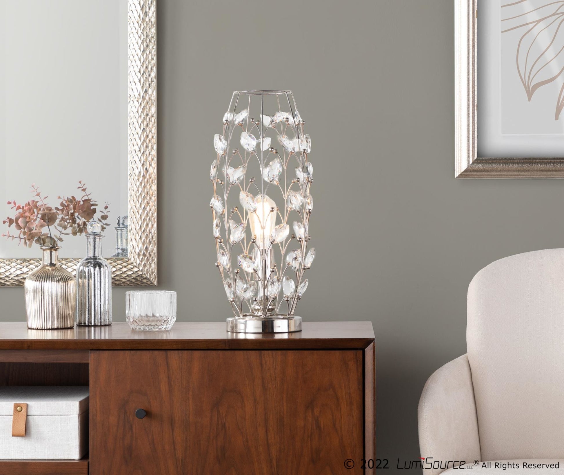 Crystal Buds 18" Metal Uplight By LumiSource - GUI19-CSTLBD CLPNI | Table Lamps | Modishstore