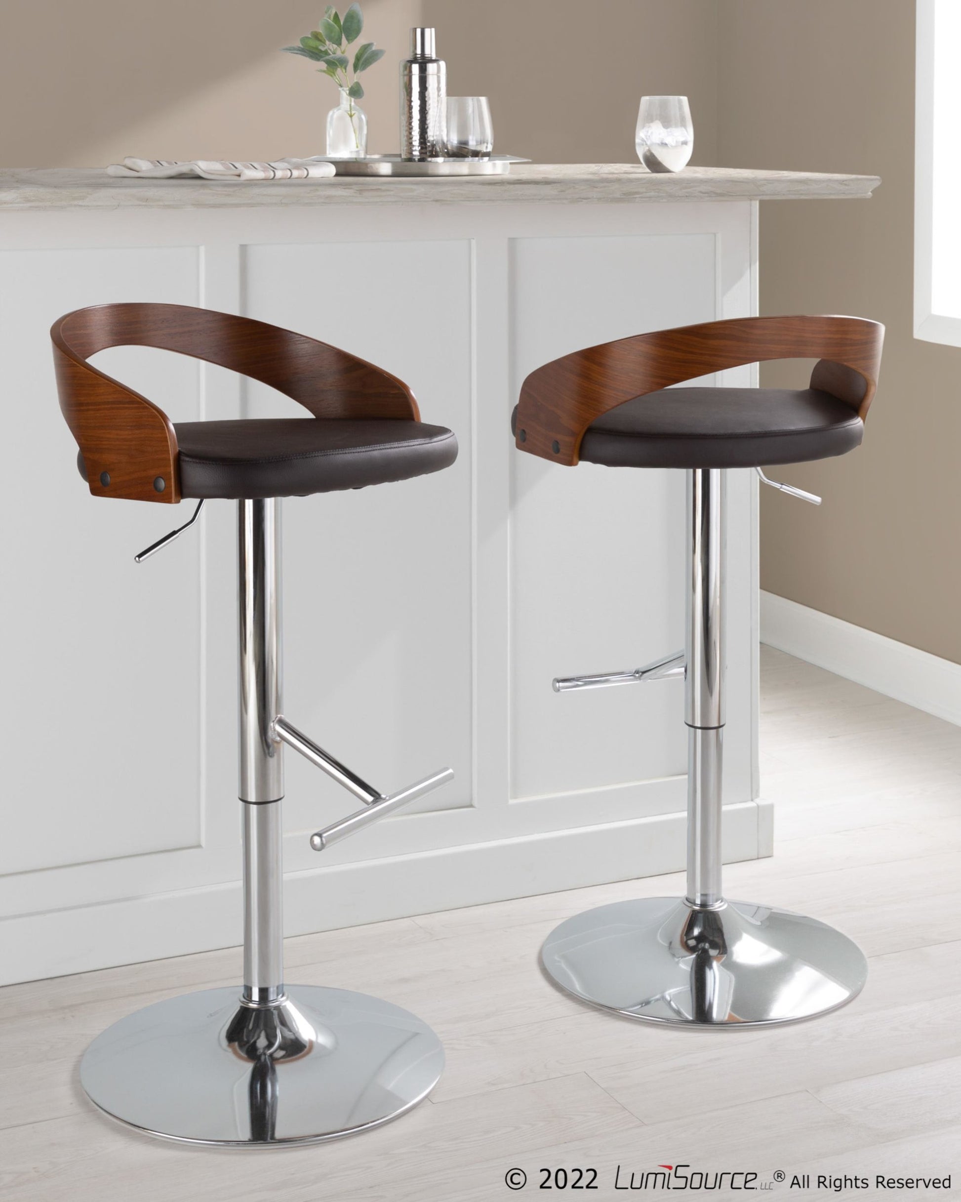 Grotto Adjustable Barstool - Set of 2 By LumiSource - BS-GROTTOPU-STRT2 CHRCHW2 | Bar Stools | Modishstore - 11