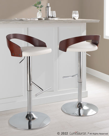 Grotto Adjustable Barstool - Set of 2 By LumiSource - BS-GROTTOPU-STRT2 CHRCHW2 | Bar Stools | Modishstore