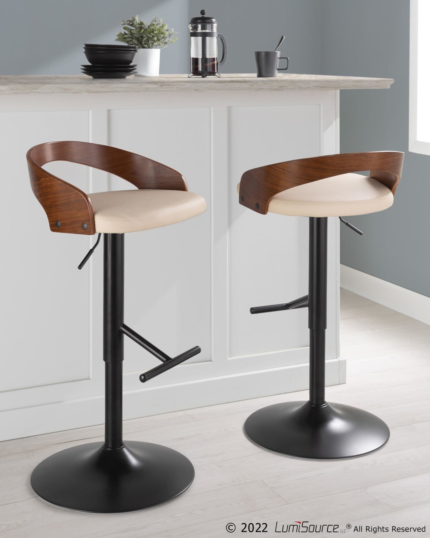 Grotto Adjustable Barstool - Set of 2 By LumiSource - BS-GROTTOPU-STRT2 BKCHW2 | Bar Stools | Modishstore - 27