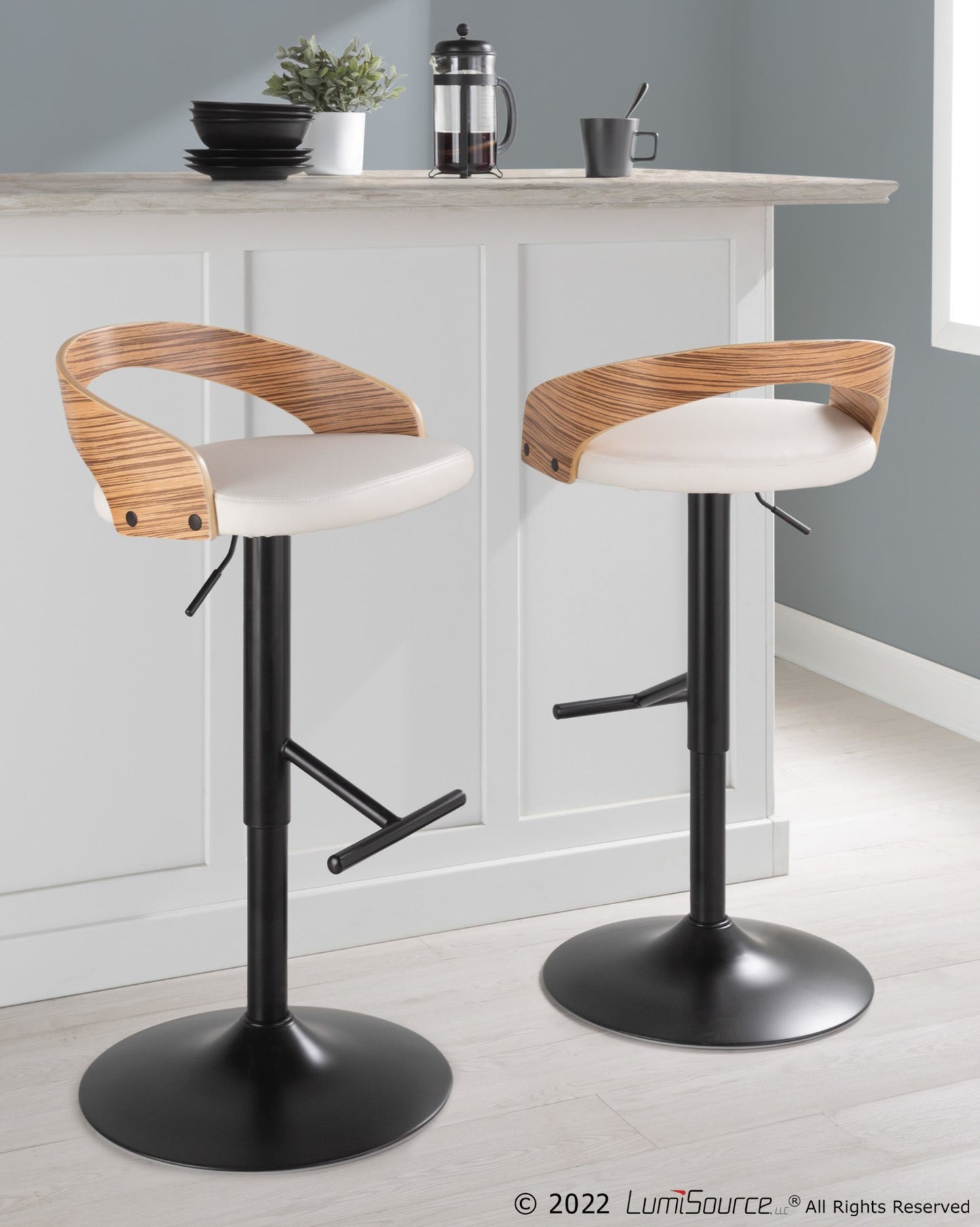 Grotto Adjustable Barstool - Set of 2 By LumiSource - BS-GROTTOPU-STRT2 BKCHW2 | Bar Stools | Modishstore - 35