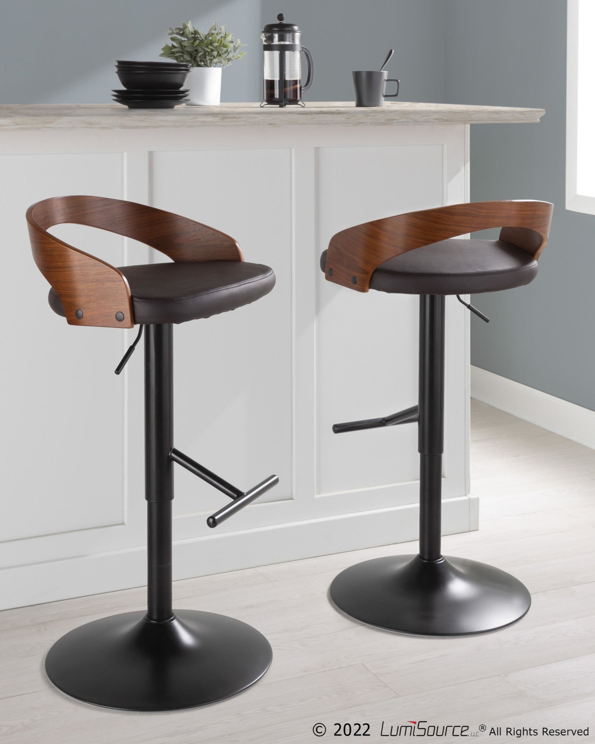 Grotto Adjustable Barstool - Set of 2 By LumiSource - BS-GROTTOPU-STRT2 BKCHW2 | Bar Stools | Modishstore - 19