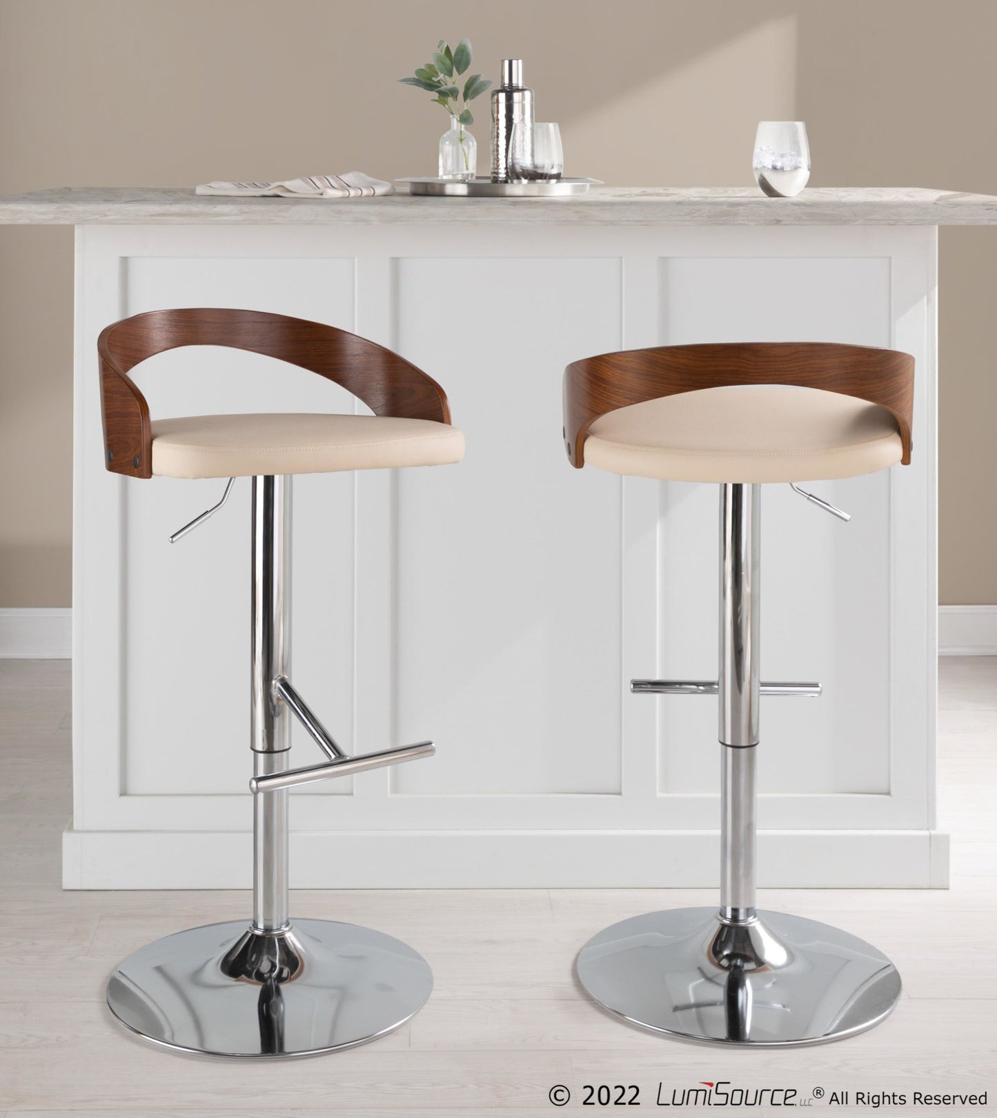 Grotto Adjustable Barstool - Set of 2 By LumiSource - BS-GROTTOPU-STRT2 CHRCHW2 | Bar Stools | Modishstore - 19