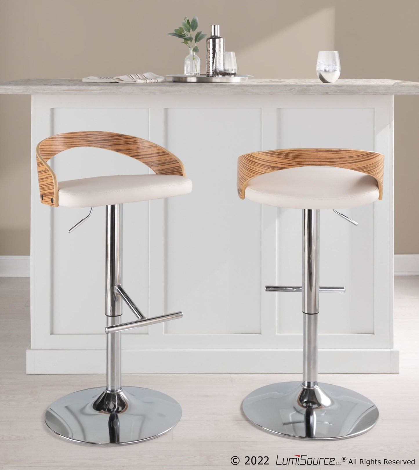 Grotto Adjustable Barstool - Set of 2 By LumiSource - BS-GROTTOPU-STRT2 CHRCHW2 | Bar Stools | Modishstore - 26