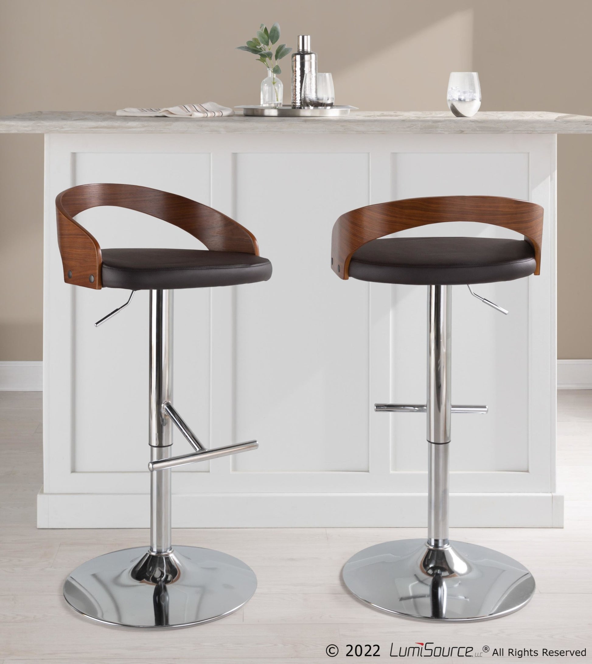 Grotto Adjustable Barstool - Set of 2 By LumiSource - BS-GROTTOPU-STRT2 CHRCHW2 | Bar Stools | Modishstore - 10