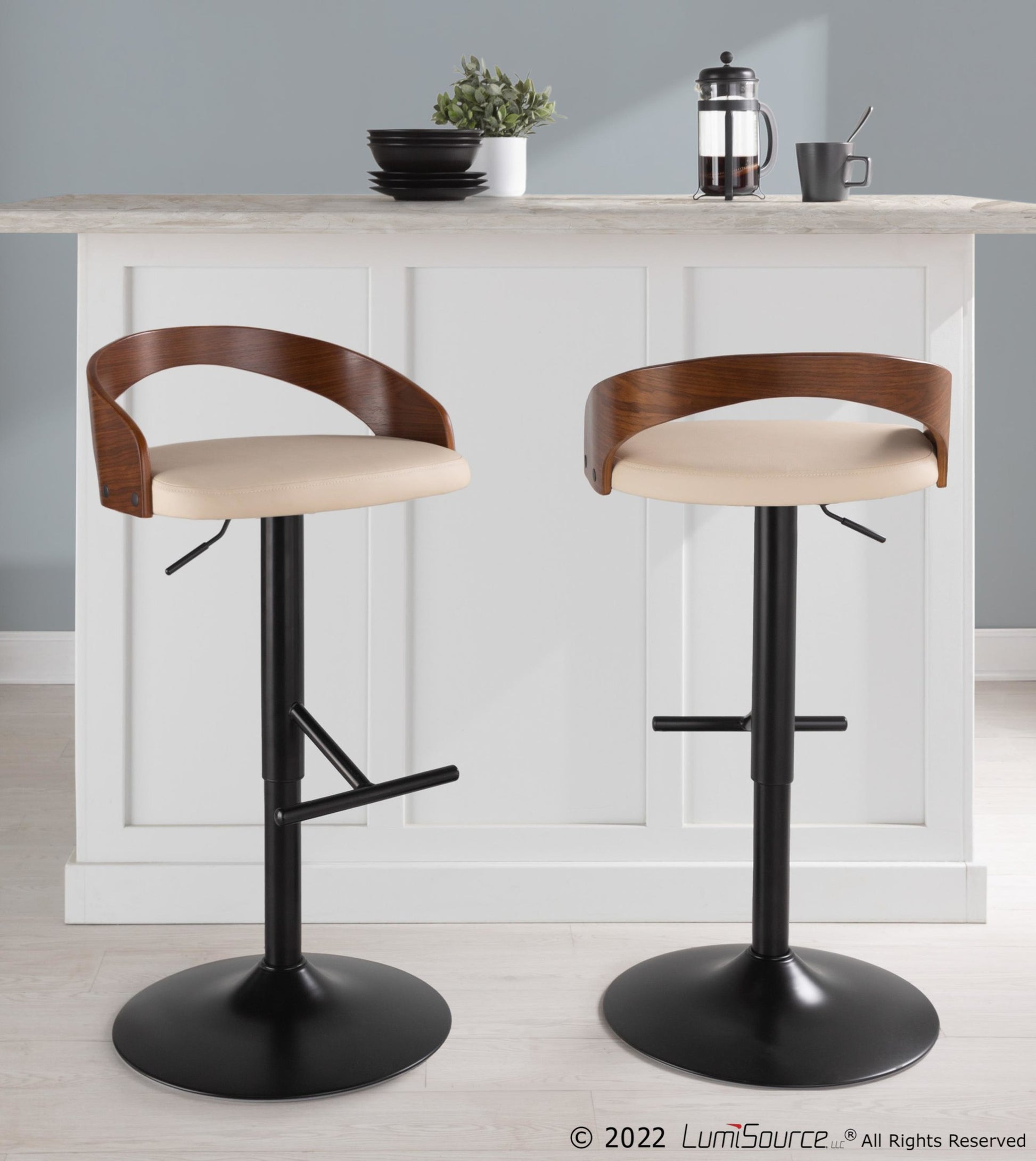 Grotto Adjustable Barstool - Set of 2 By LumiSource - BS-GROTTOPU-STRT2 BKCHW2 | Bar Stools | Modishstore - 26